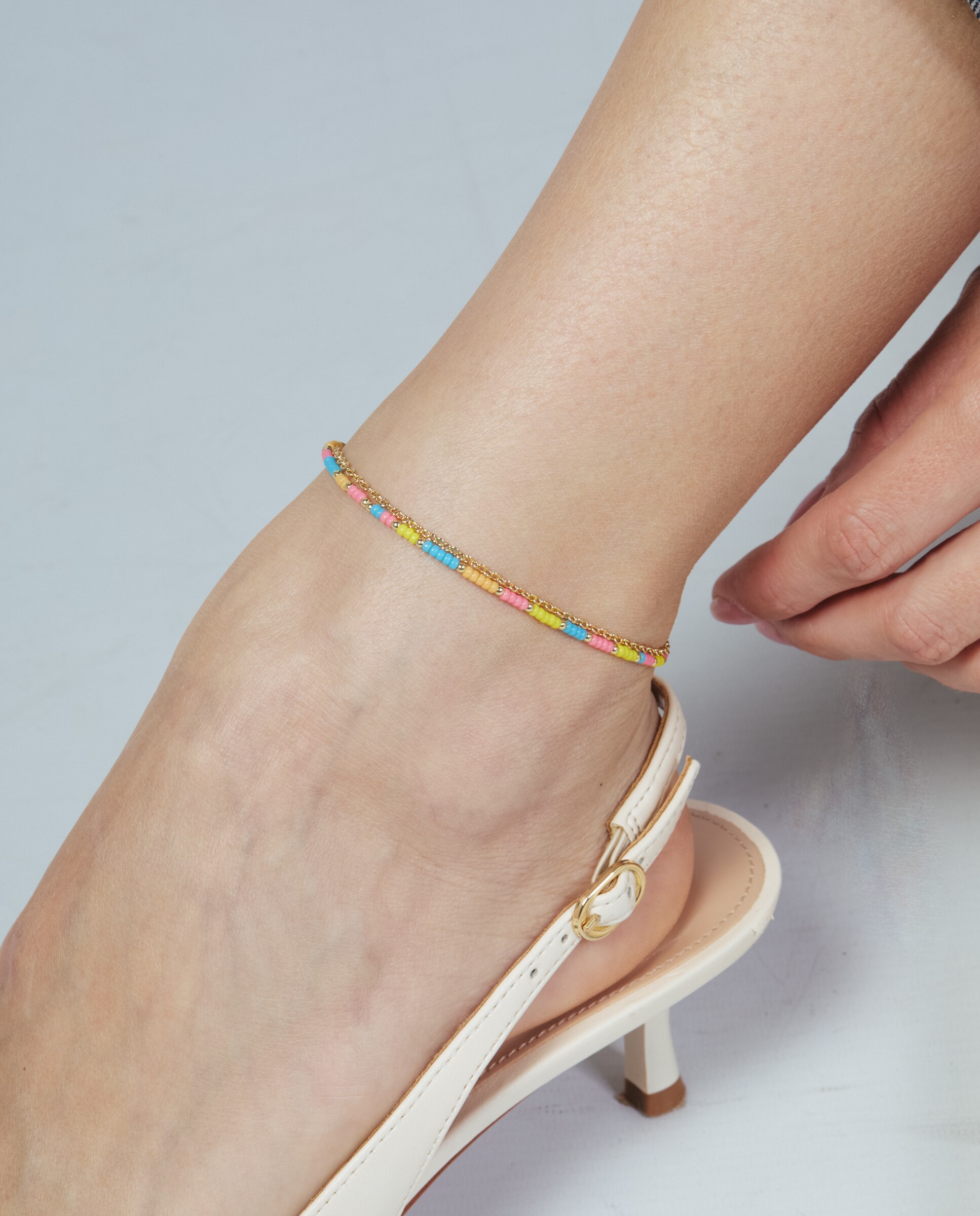 Pulsera de cadena áfrica acabada en oro amarillo de 18k con cristal - Luxenter - Multicolor Multicolor-4