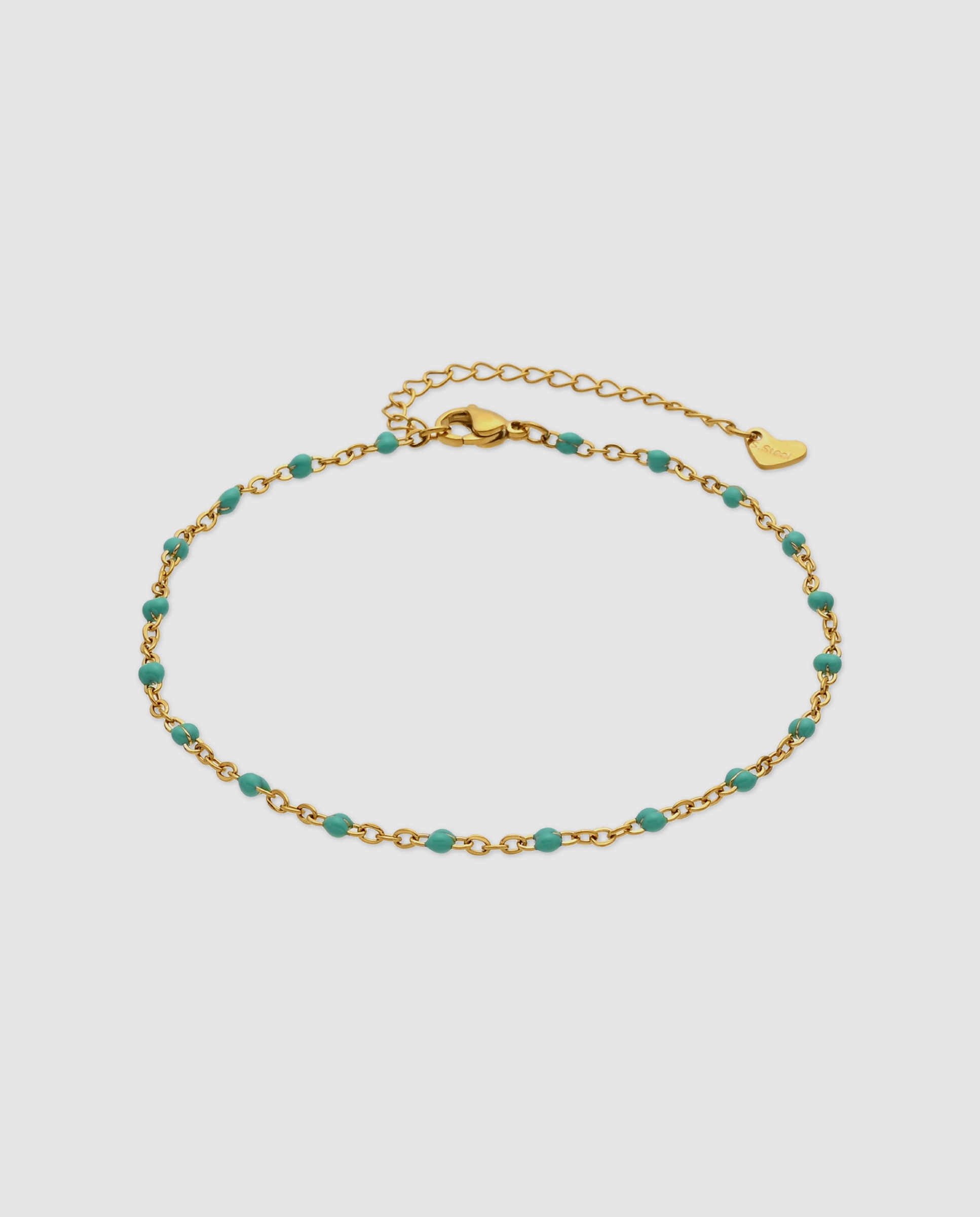 Imagen 0 de Pulsera de cadena de acero áfrica acabada en oro amarillo de 18k con lacado Verde