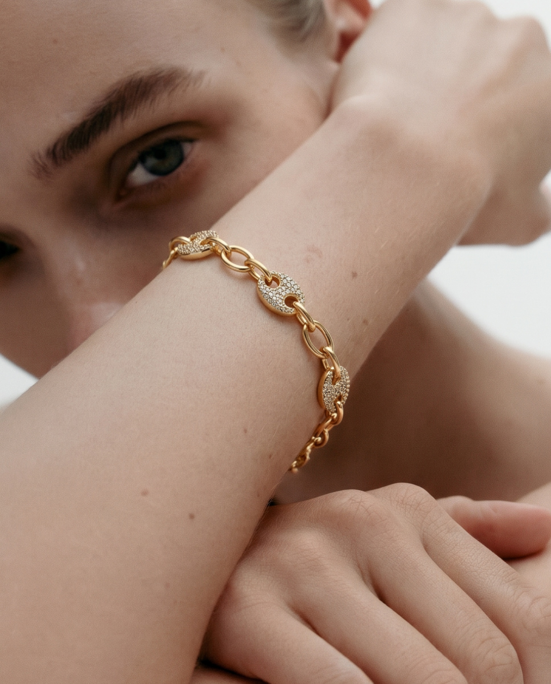 Pulsera de cadena special edition acabada en oro amarillo de 18k con circonita brillante - Luxenter - Dorado Dorado-2