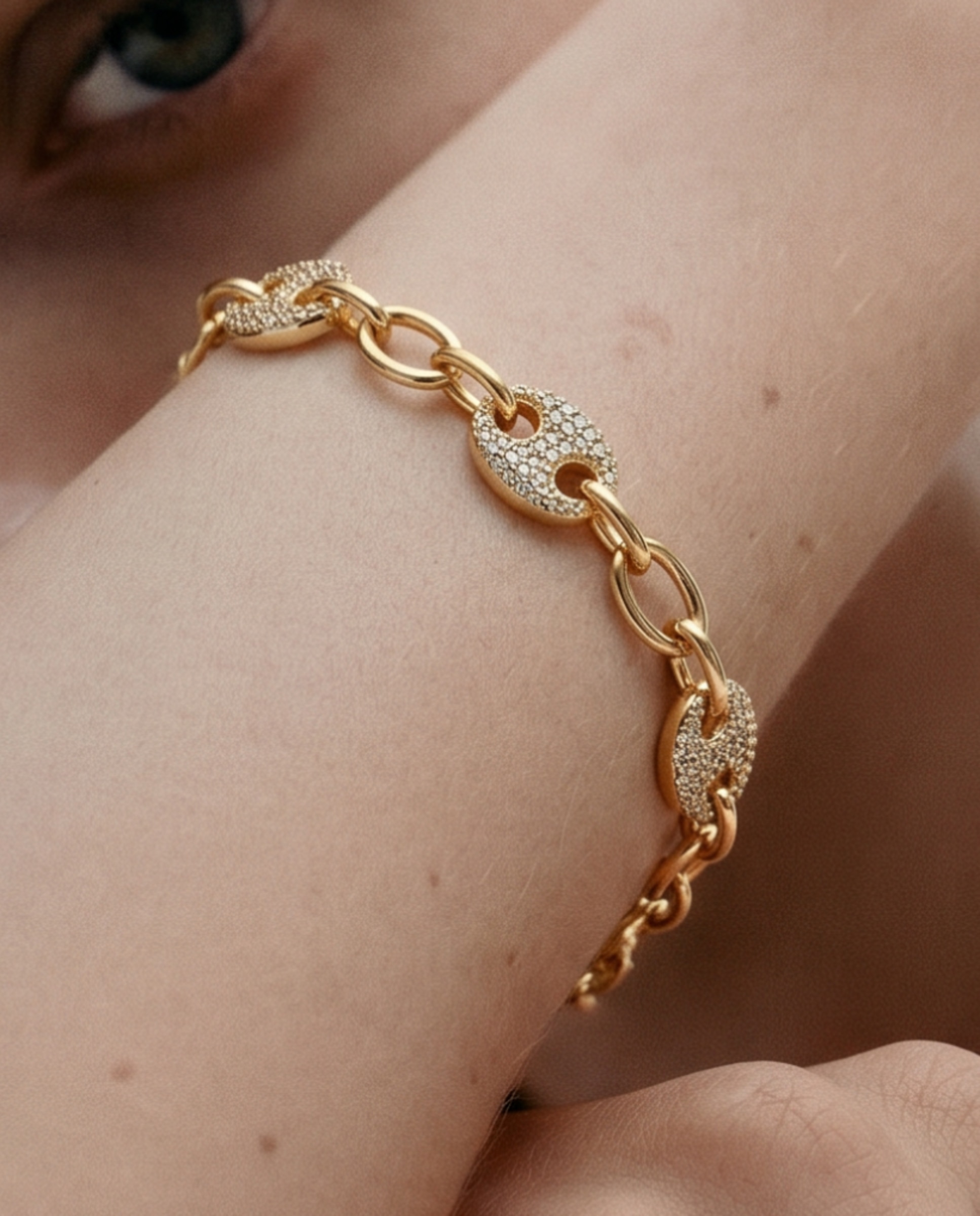 Pulsera de cadena special edition acabada en oro amarillo de 18k con circonita brillante - Luxenter - Dorado Dorado-4