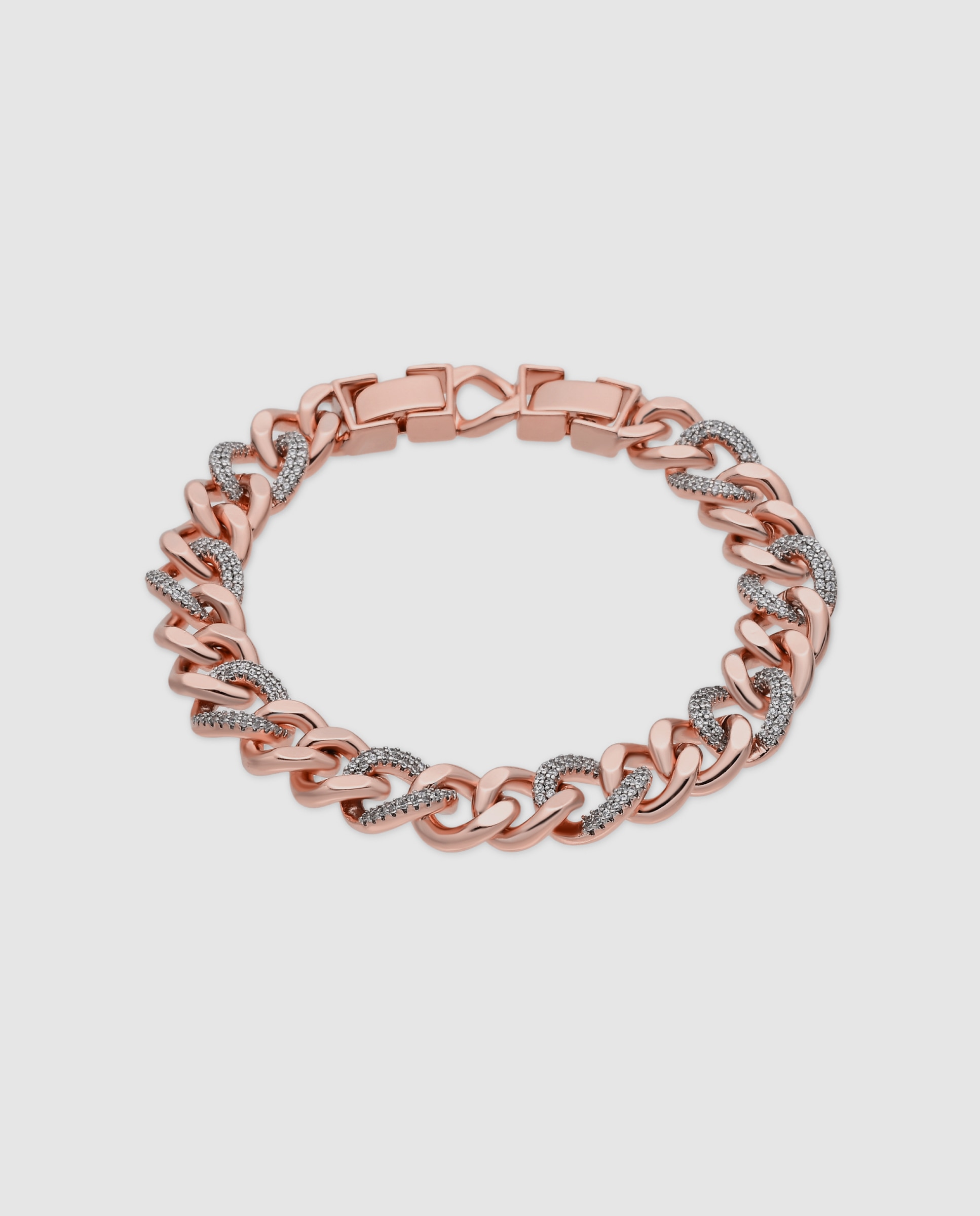 Pulsera de cadena special edition acabada en oro de 18k con circonita brillante - Luxenter - Rosa Rosa-1