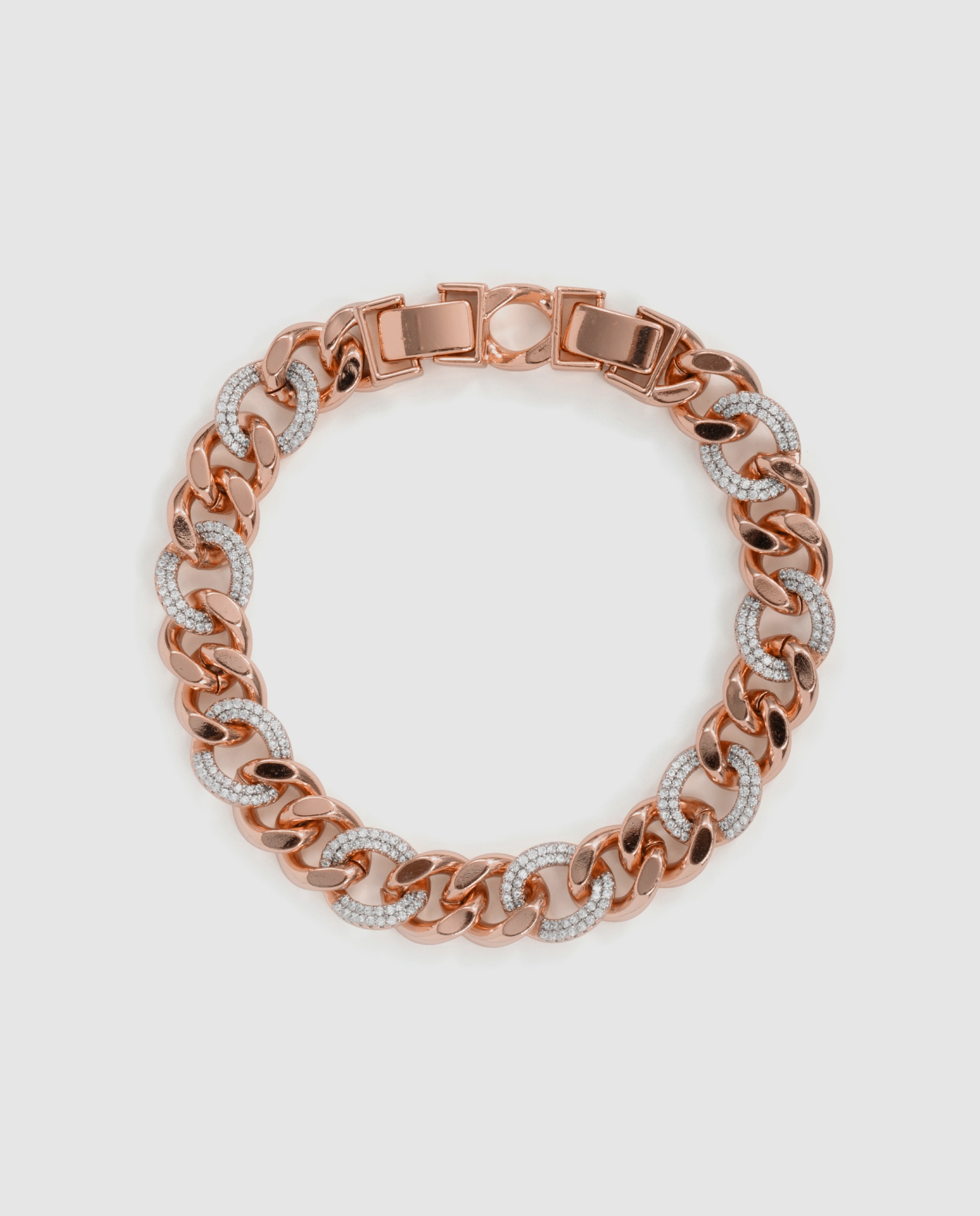 Pulsera de cadena special edition acabada en oro de 18k con circonita brillante - Luxenter - Rosa Rosa-3