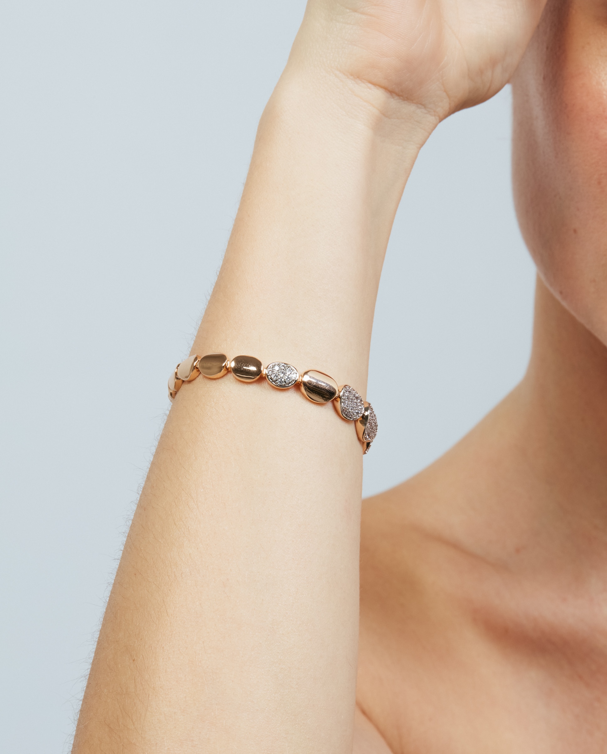 Pulsera de cadena special edition acabada en oro de 18k con circonita brillante - Luxenter - Rosa Rosa-4