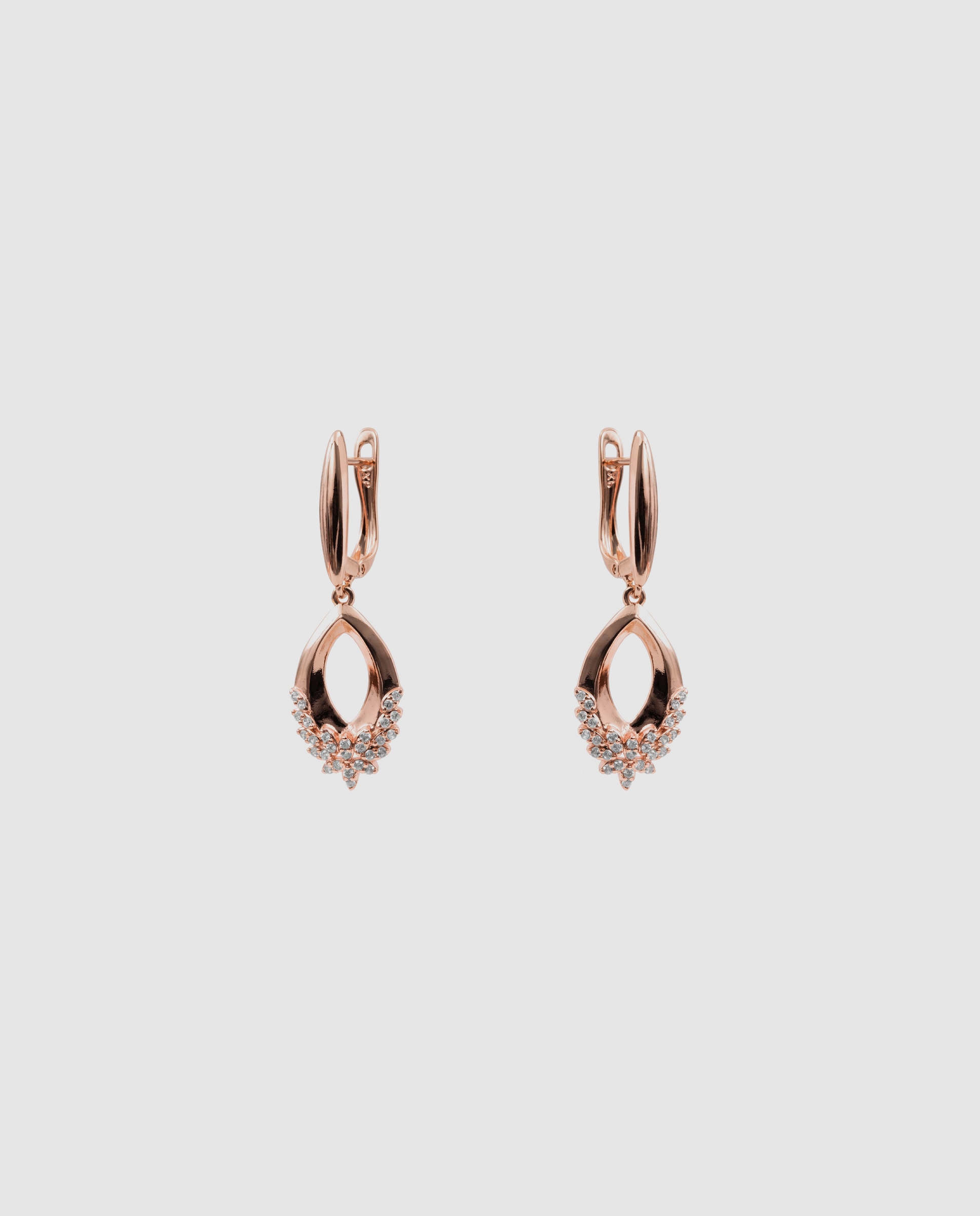 Pendientes special edition acabados en oro rosa 18k con circonita brillante - Luxenter - Rosa Rosa-3