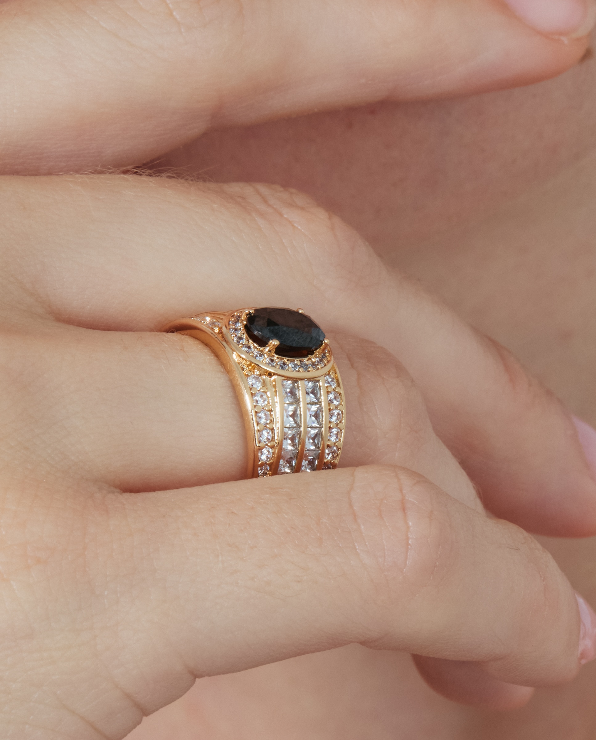 Anillo special edition acabado en oro rosa de 18k con circonita onix - Luxenter - Negro Negro-4