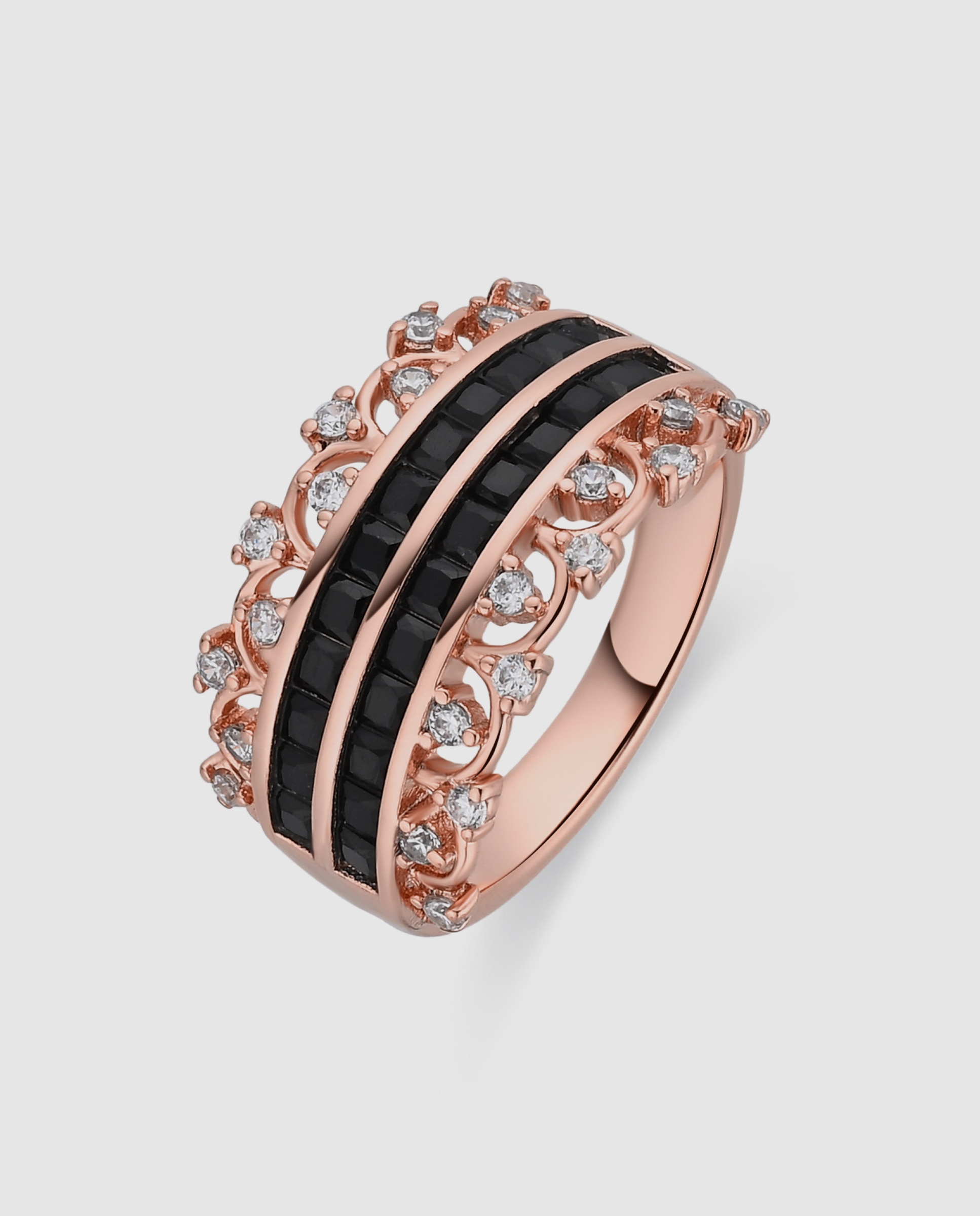 Anillo special edition acabado en oro rosa de 18k con circonita onix - Luxenter - Negro Negro-1