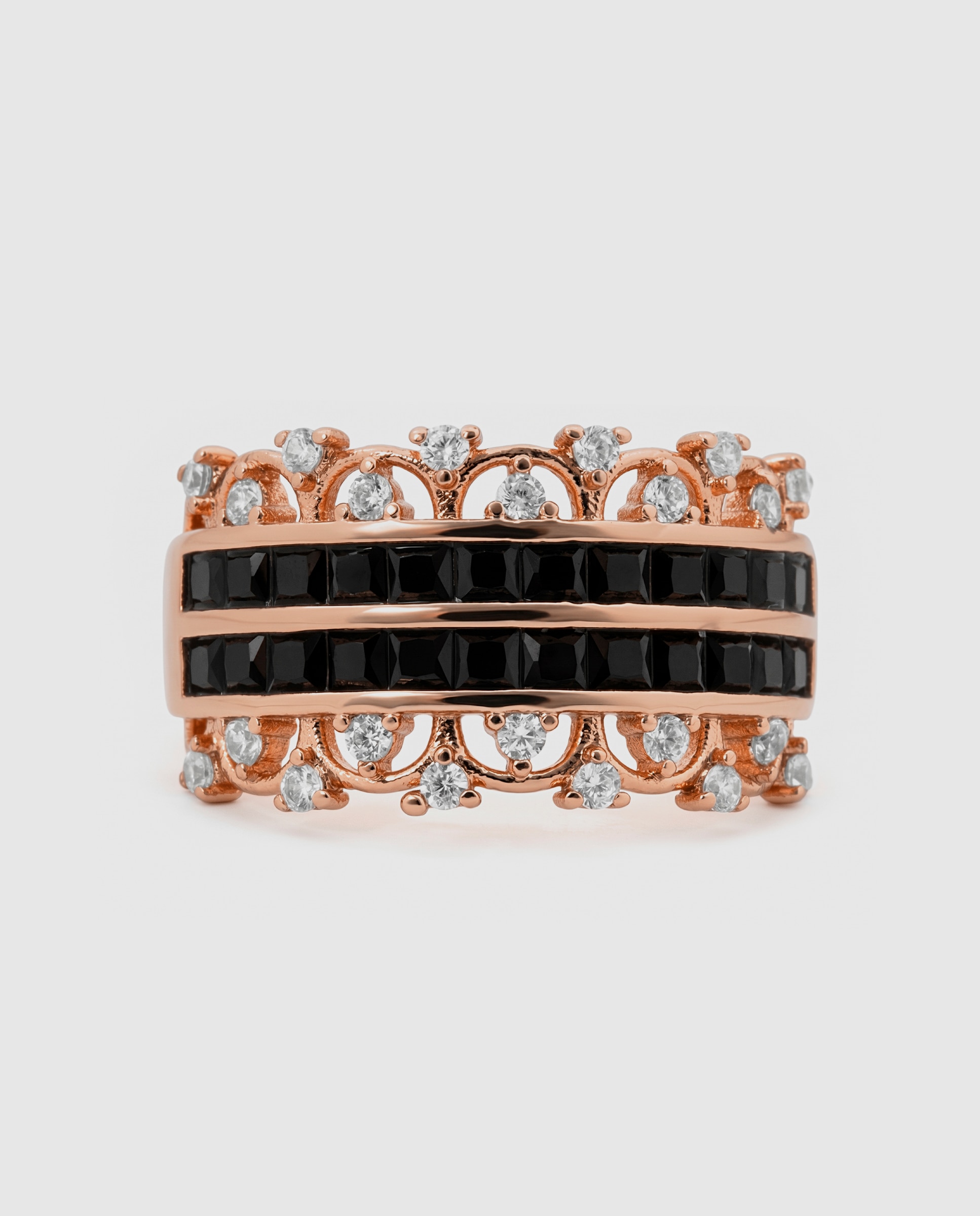 Anillo special edition acabado en oro rosa de 18k con circonita onix - Luxenter - Negro Negro-6
