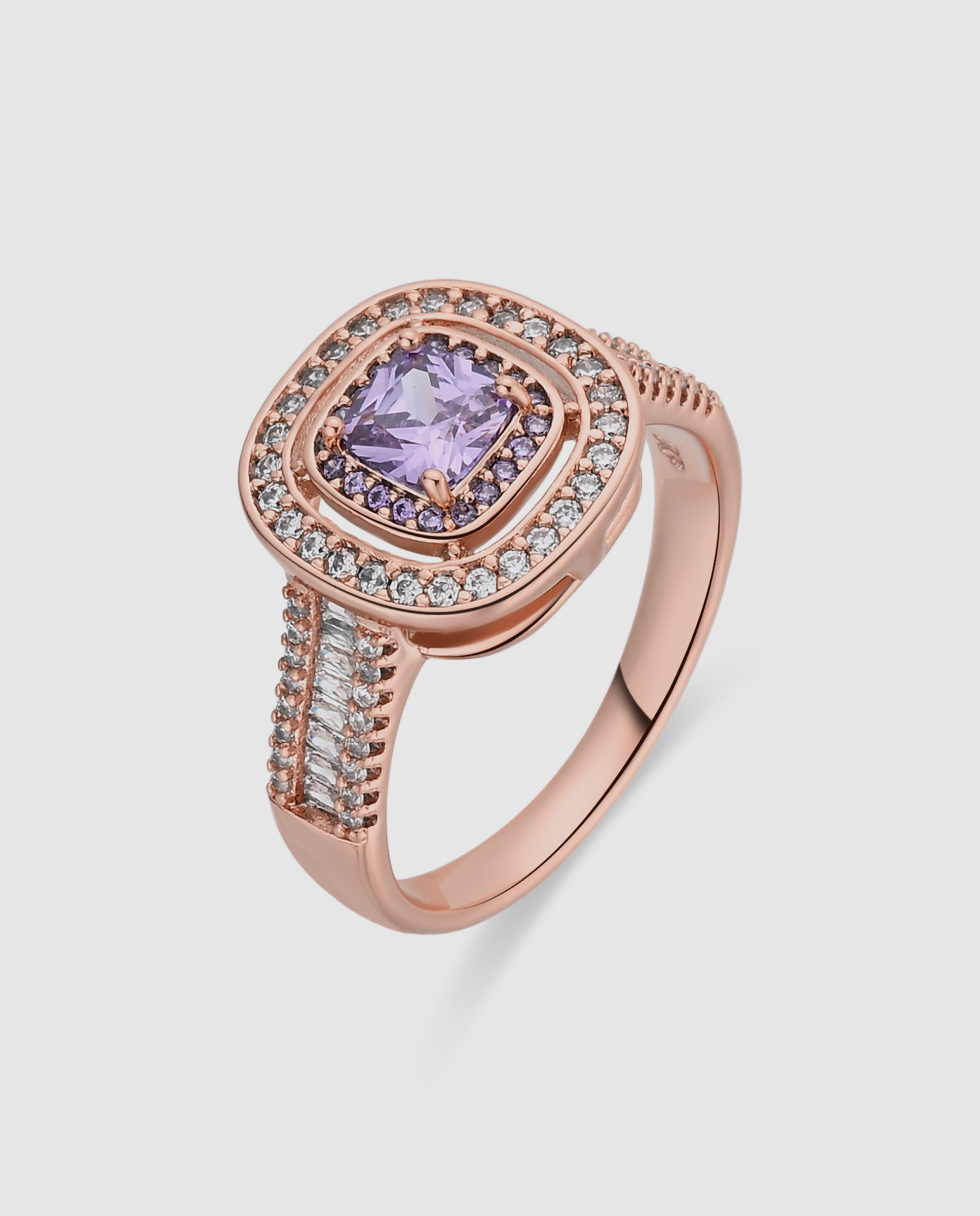 Anillo special edition acabado en oro rosa de 18k con circonita amatista - Luxenter - Morado Morado-1