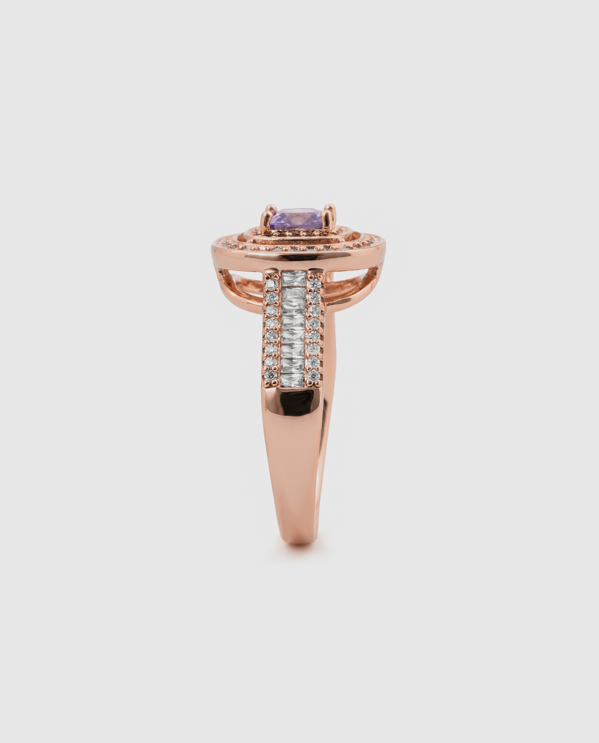 Anillo special edition acabado en oro rosa de 18k con circonita amatista - Luxenter - Morado Morado-3
