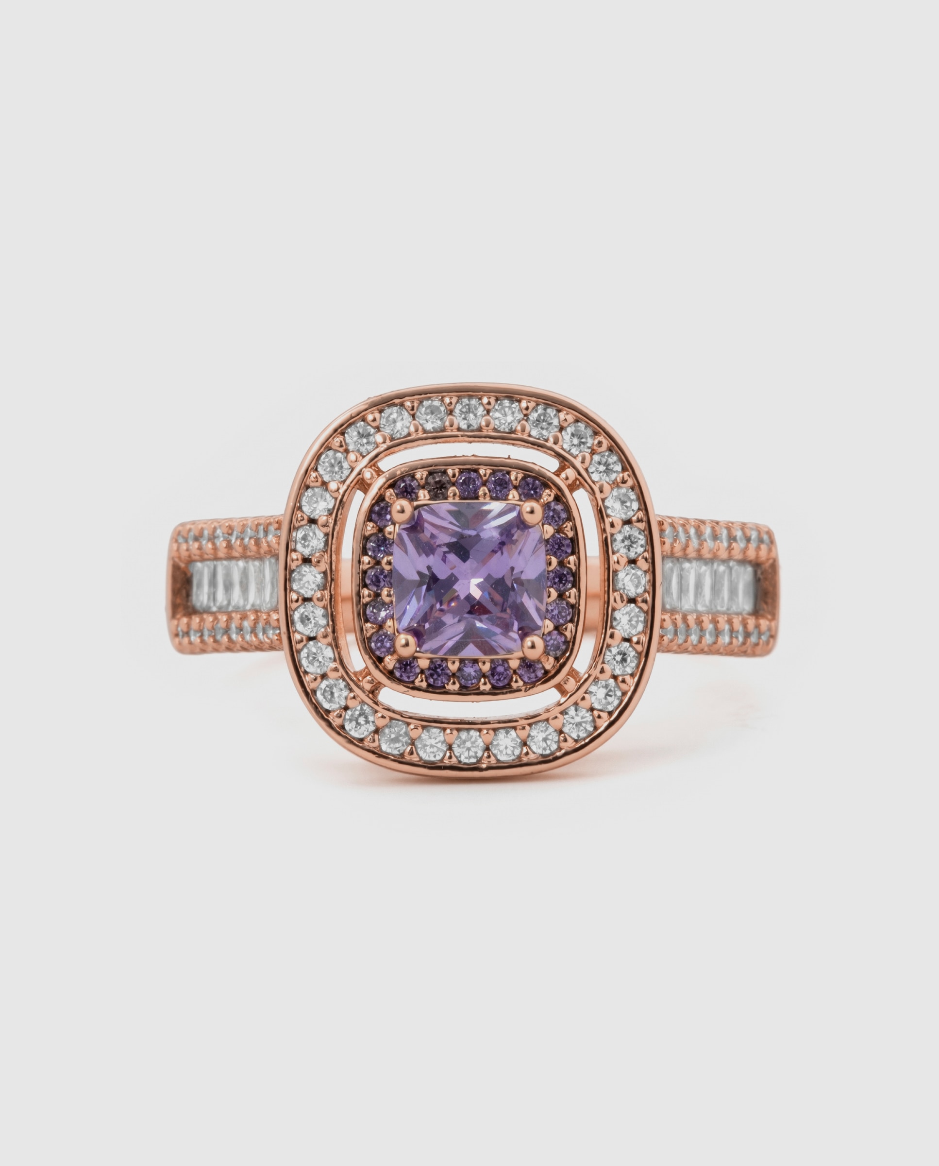 Anillo special edition acabado en oro rosa de 18k con circonita amatista - Luxenter - Morado Morado-6