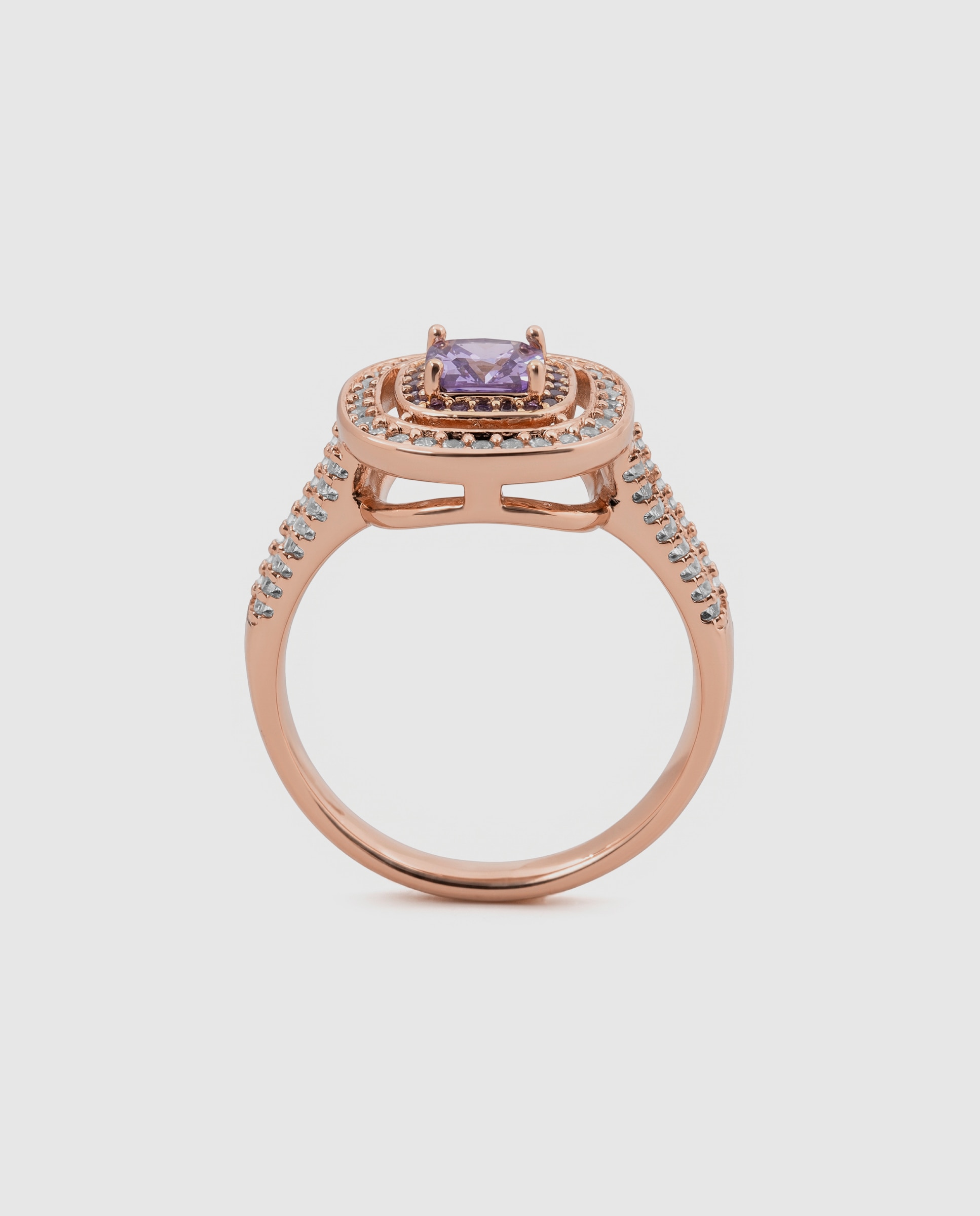 Anillo special edition acabado en oro rosa de 18k con circonita amatista - Luxenter - Morado Morado-7