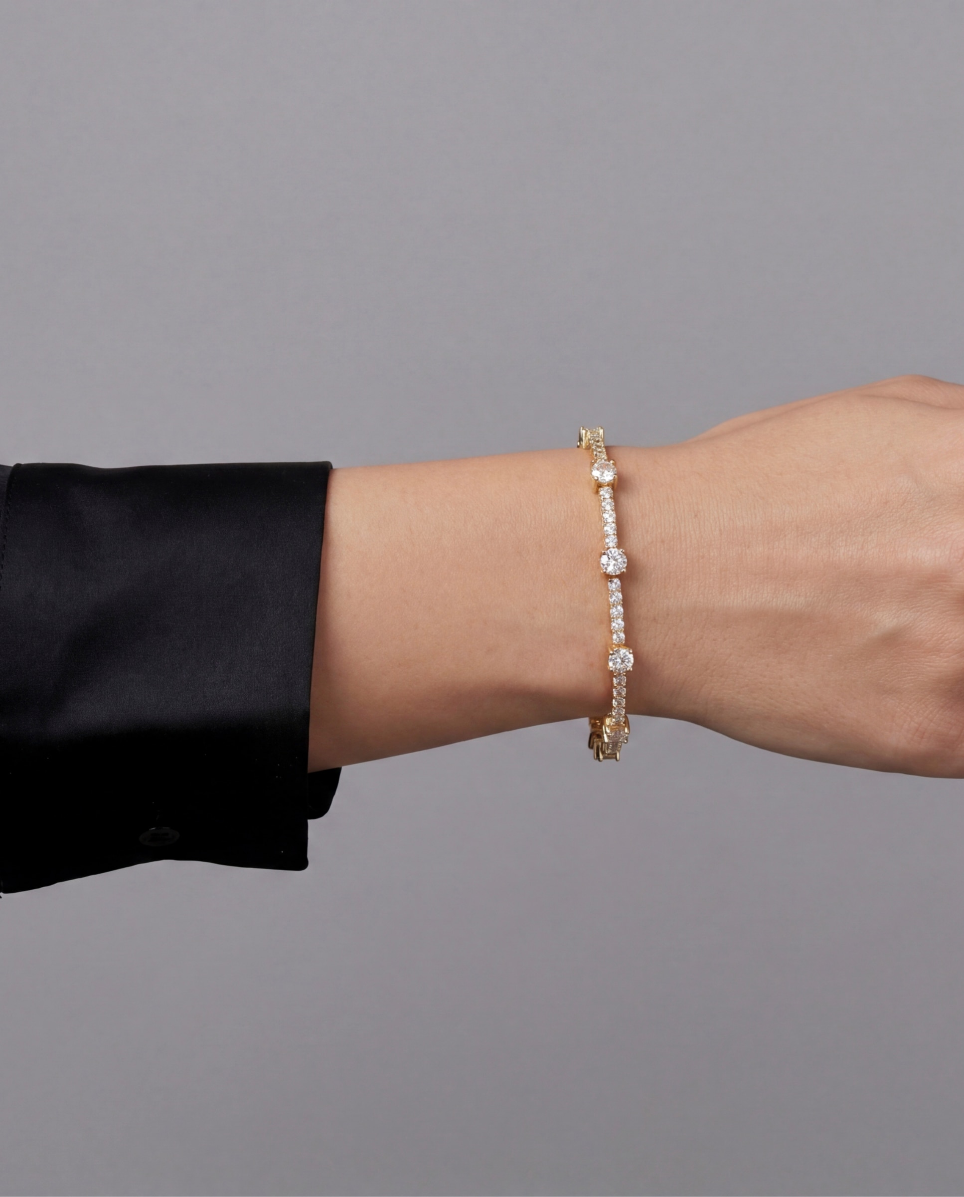 Pulsera de cadena africa acabada en oro amarillo de 18k con circonita brillante - Luxenter - Dorado Dorado-5