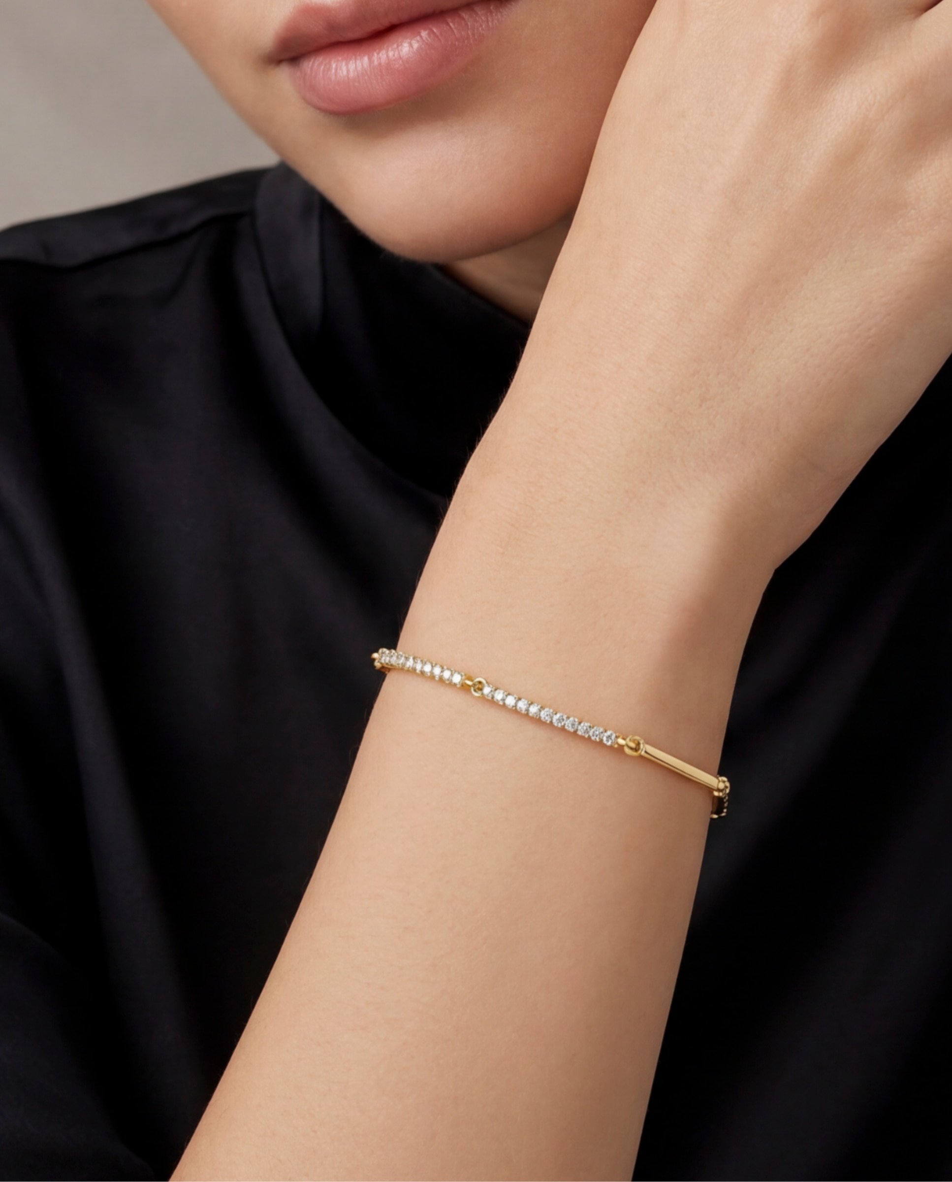 Pulsera de cadena africa acabada en oro amarillo de 18k con circonita brillante - Luxenter - Dorado Dorado-2