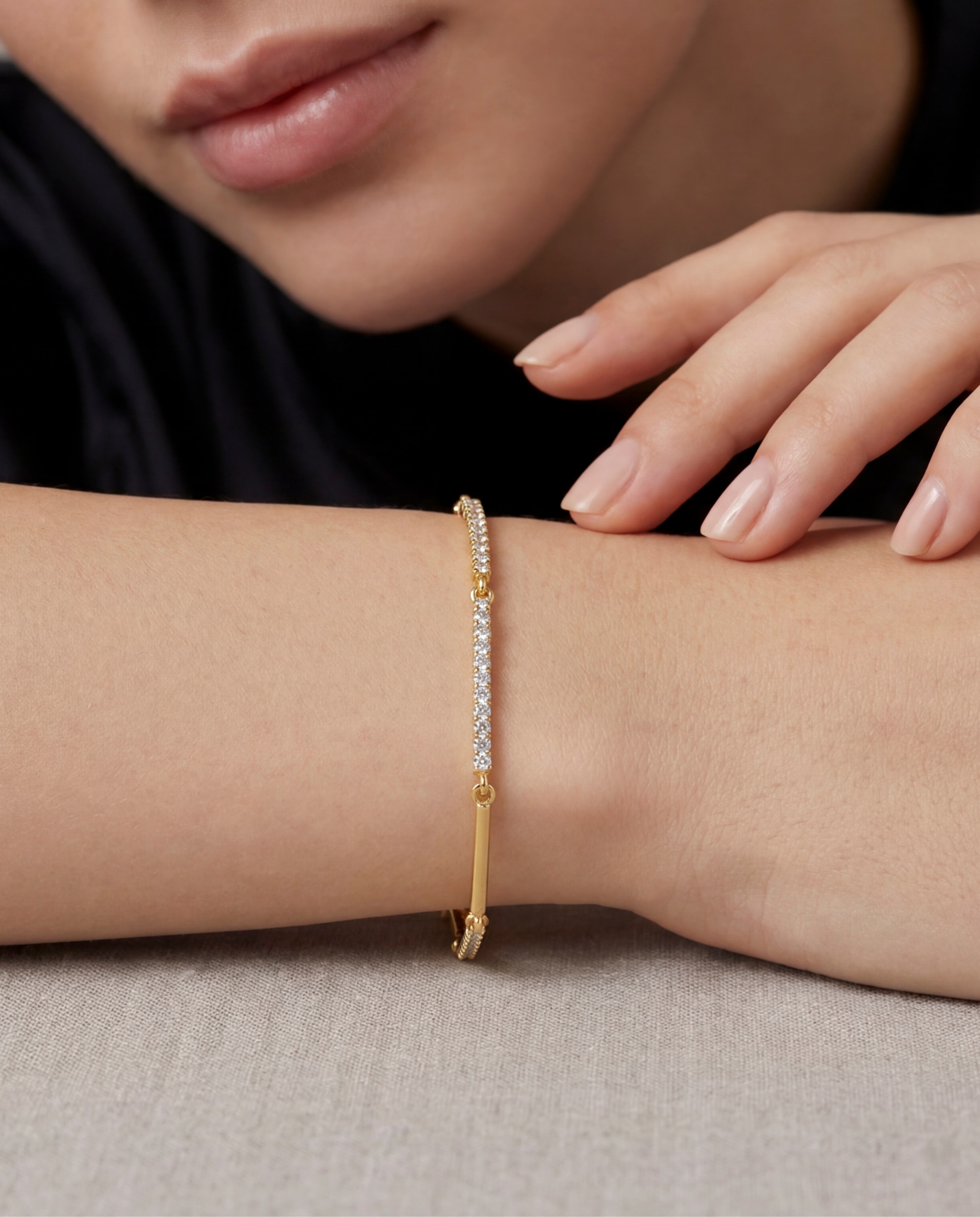 Pulsera de cadena africa acabada en oro amarillo de 18k con circonita brillante - Luxenter - Dorado Dorado-4