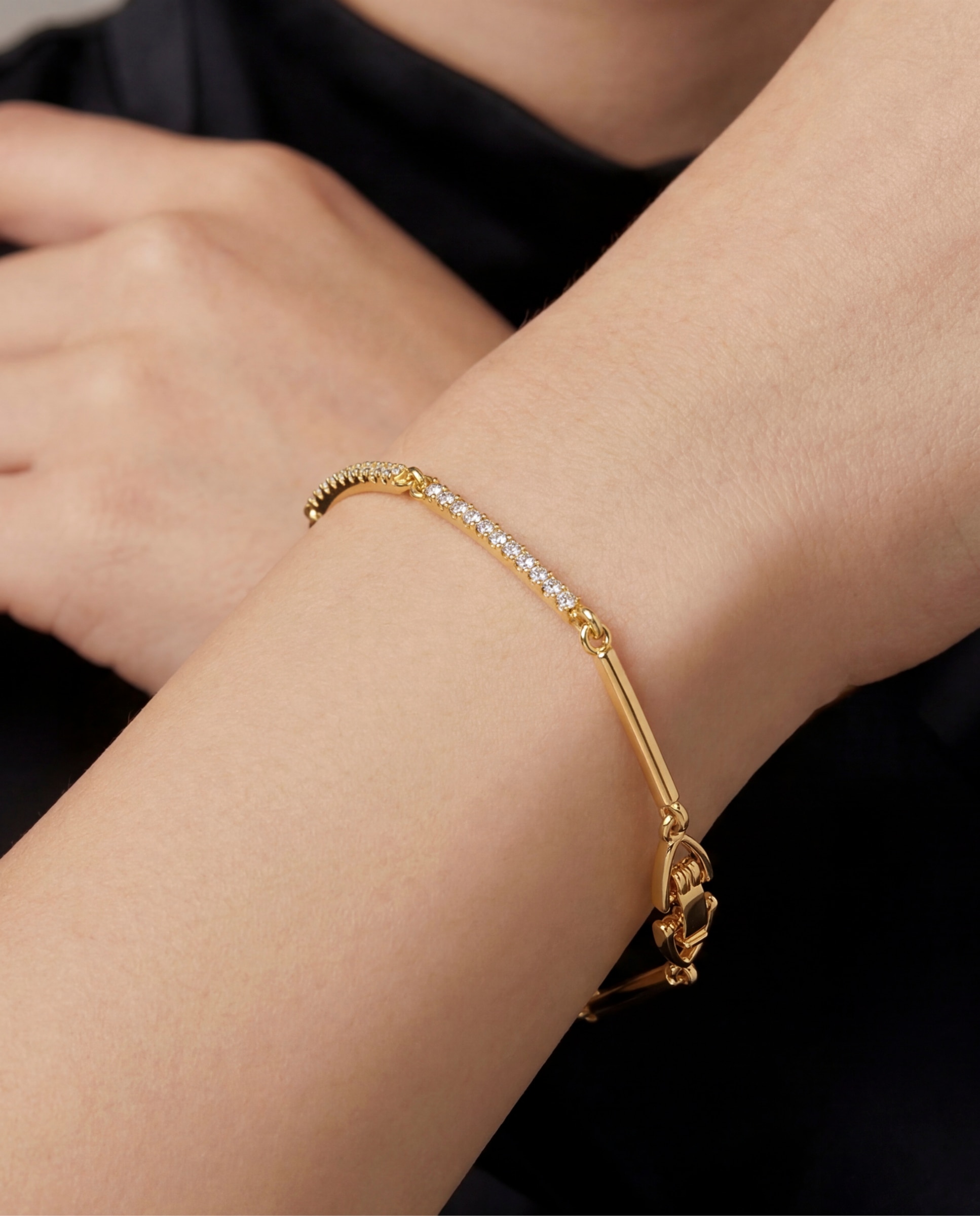 Pulsera de cadena africa acabada en oro amarillo de 18k con circonita brillante - Luxenter - Dorado Dorado-5