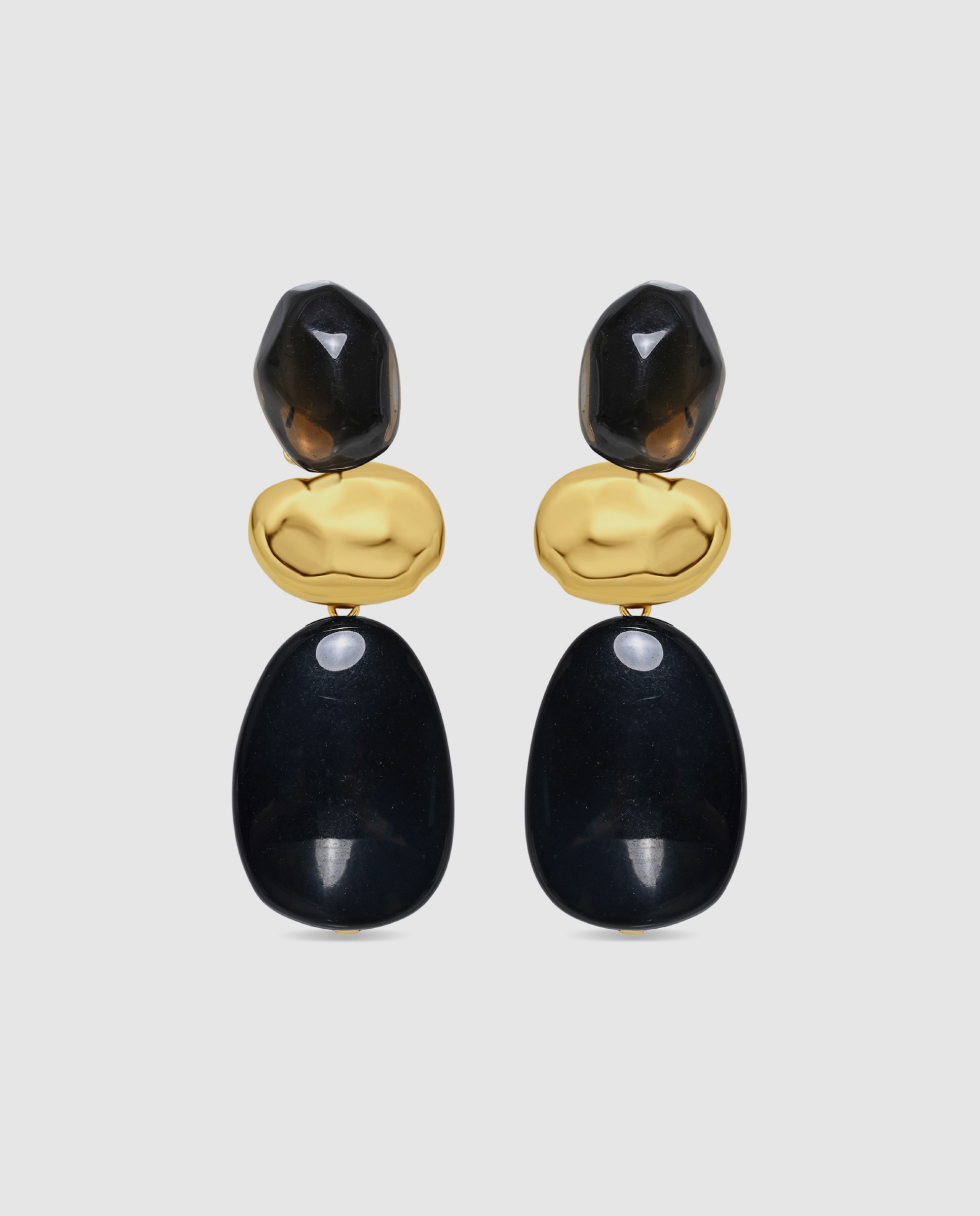 Pendientes africa acabados en oro amarillo de 18k con resina - Luxenter - Negro Negro-1
