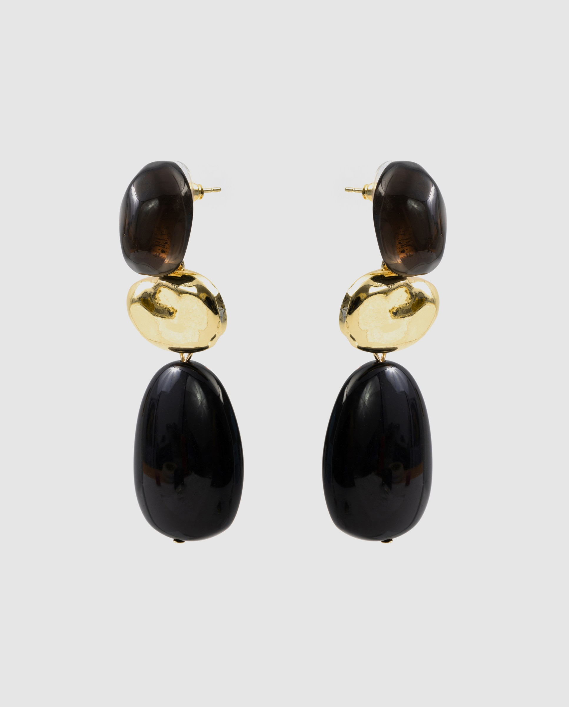 Pendientes africa acabados en oro amarillo de 18k con resina - Luxenter - Negro Negro-3