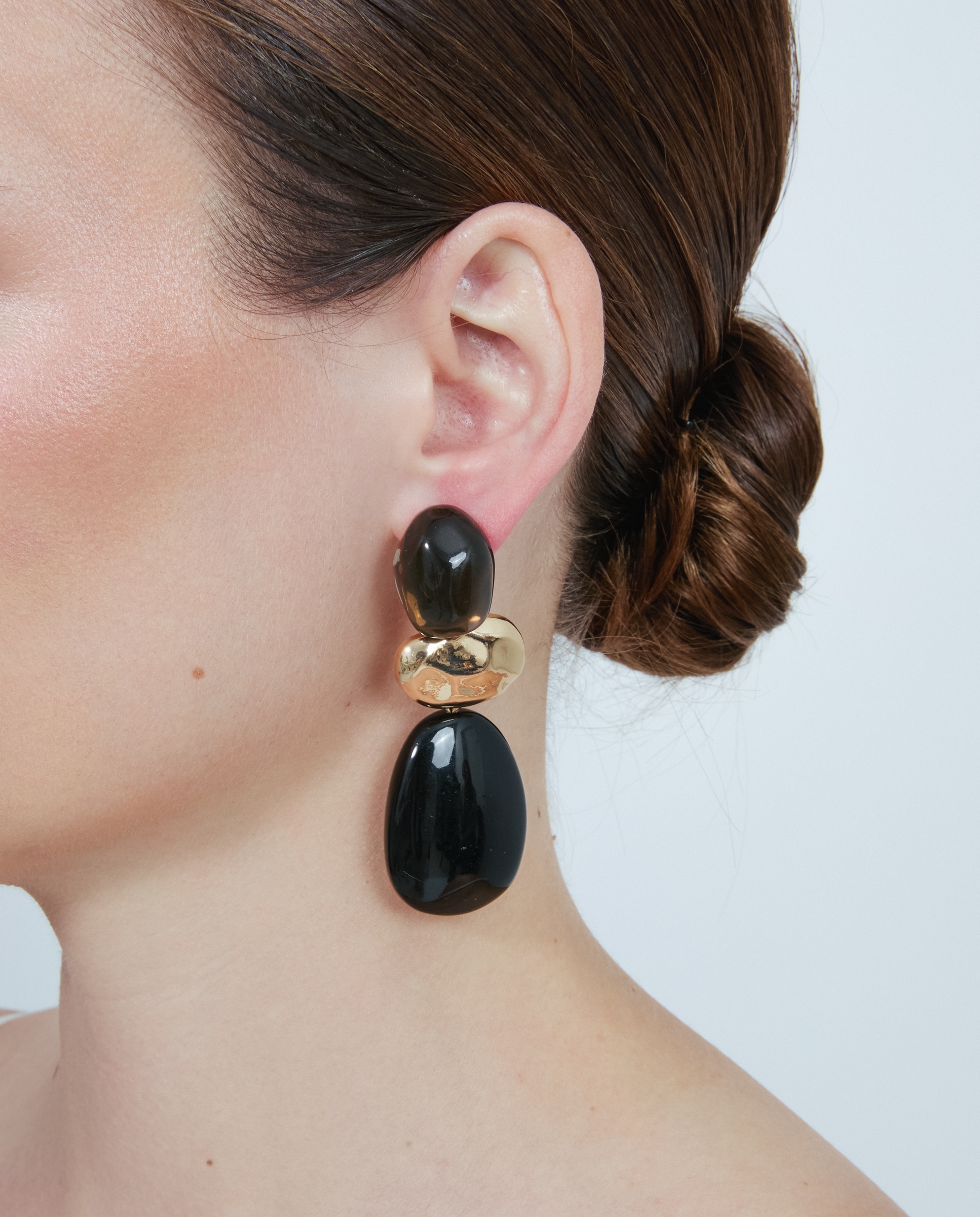 Pendientes africa acabados en oro amarillo de 18k con resina - Luxenter - Negro Negro-4