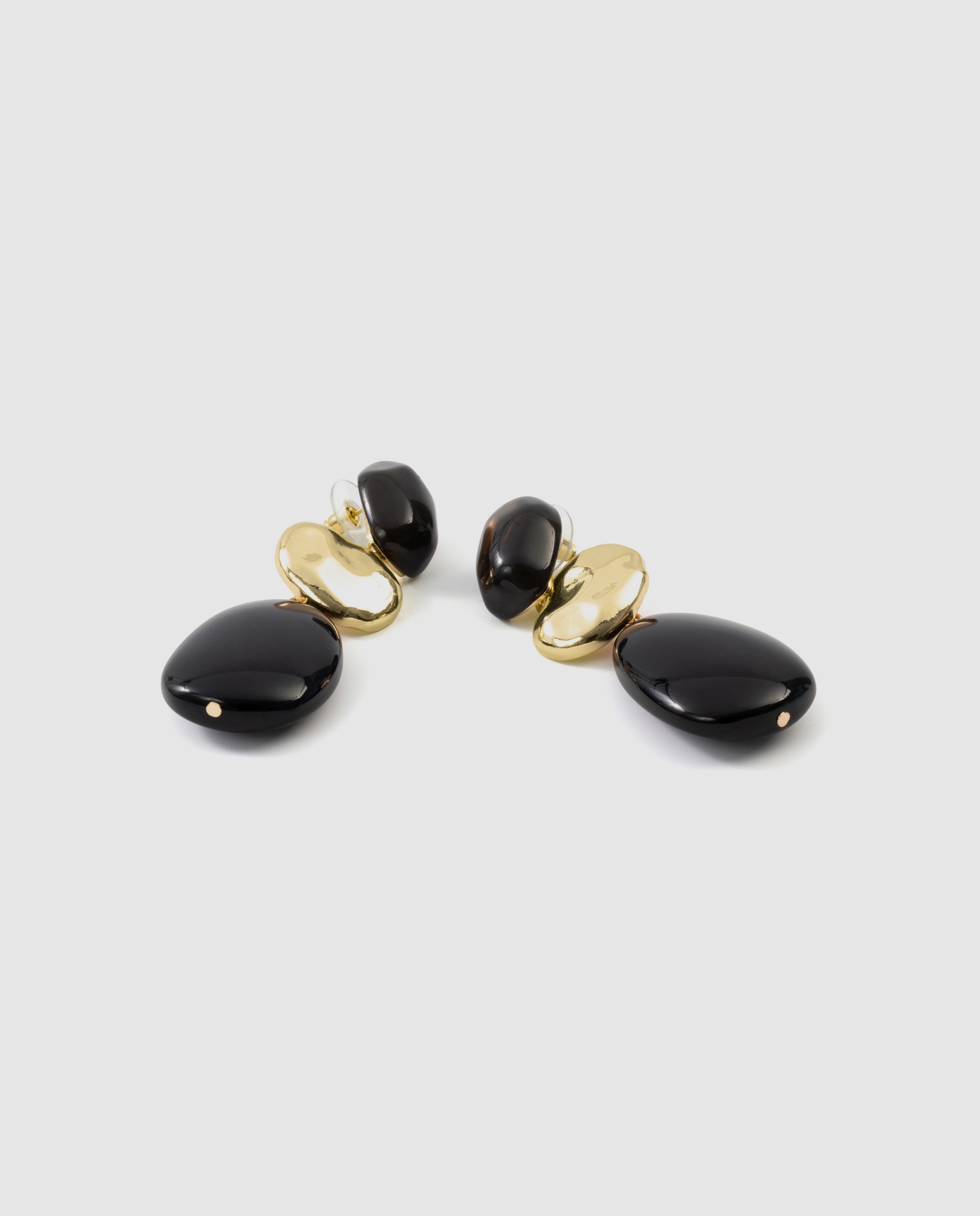 Pendientes africa acabados en oro amarillo de 18k con resina - Luxenter - Negro Negro-6