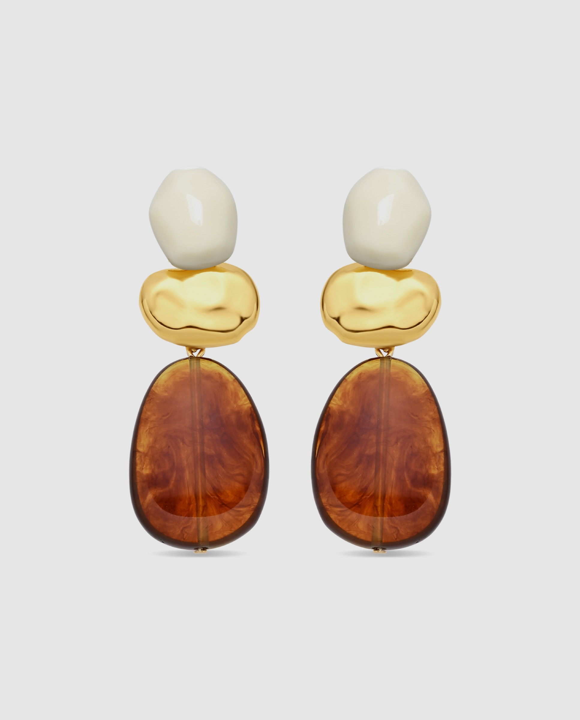 Pendientes africa acabados en oro amarillo de 18k con resina carey - Luxenter - Multicolor Multicolor-1