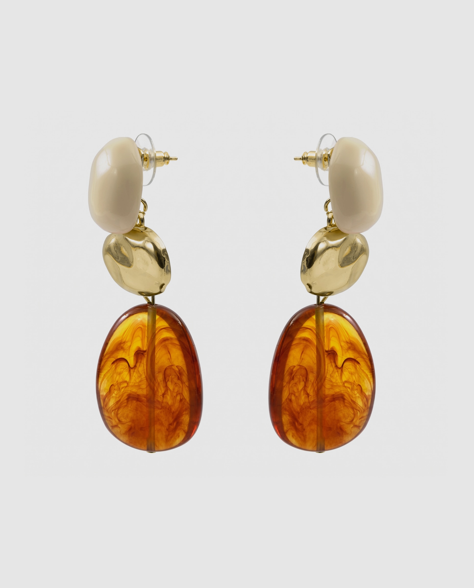 Pendientes africa acabados en oro amarillo de 18k con resina carey - Luxenter - Multicolor Multicolor-3