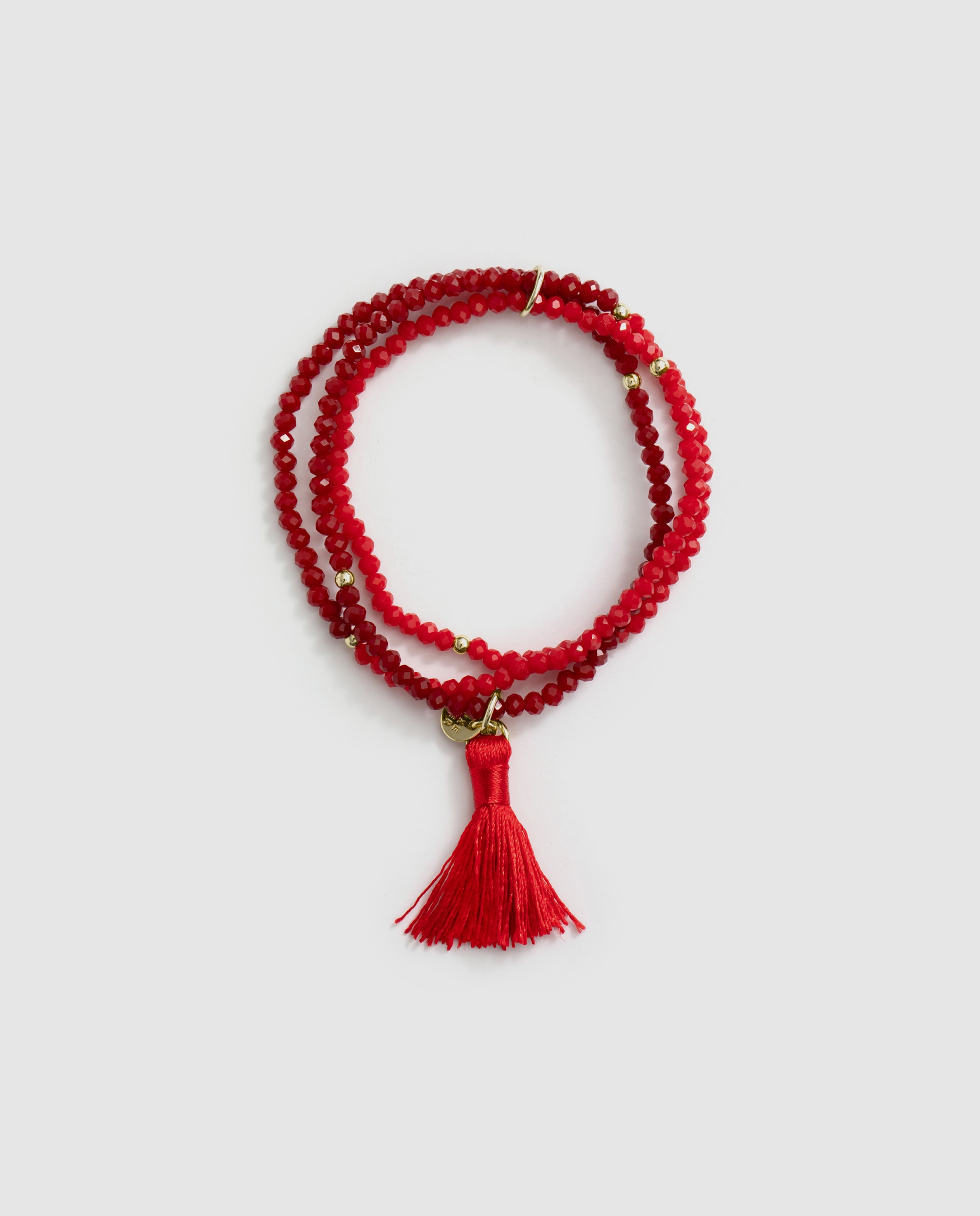 Pulsera africa acabada en oro amarillo de 18k con cristal - Luxenter - Rojo Rojo-3