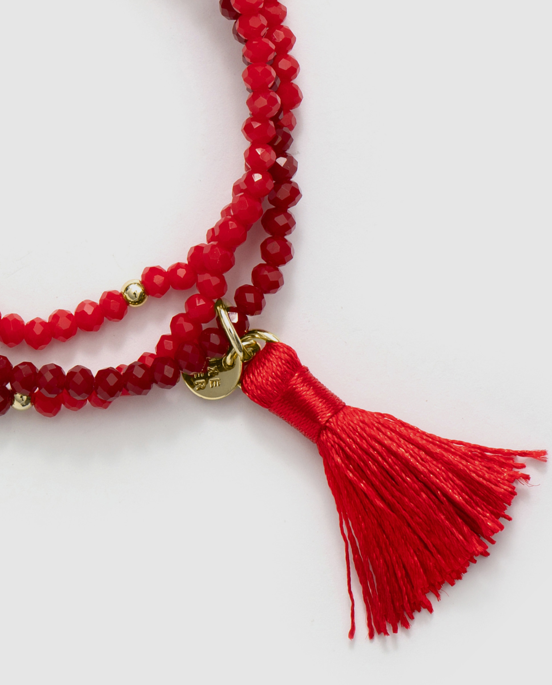 Pulsera africa acabada en oro amarillo de 18k con cristal - Luxenter - Rojo Rojo-6