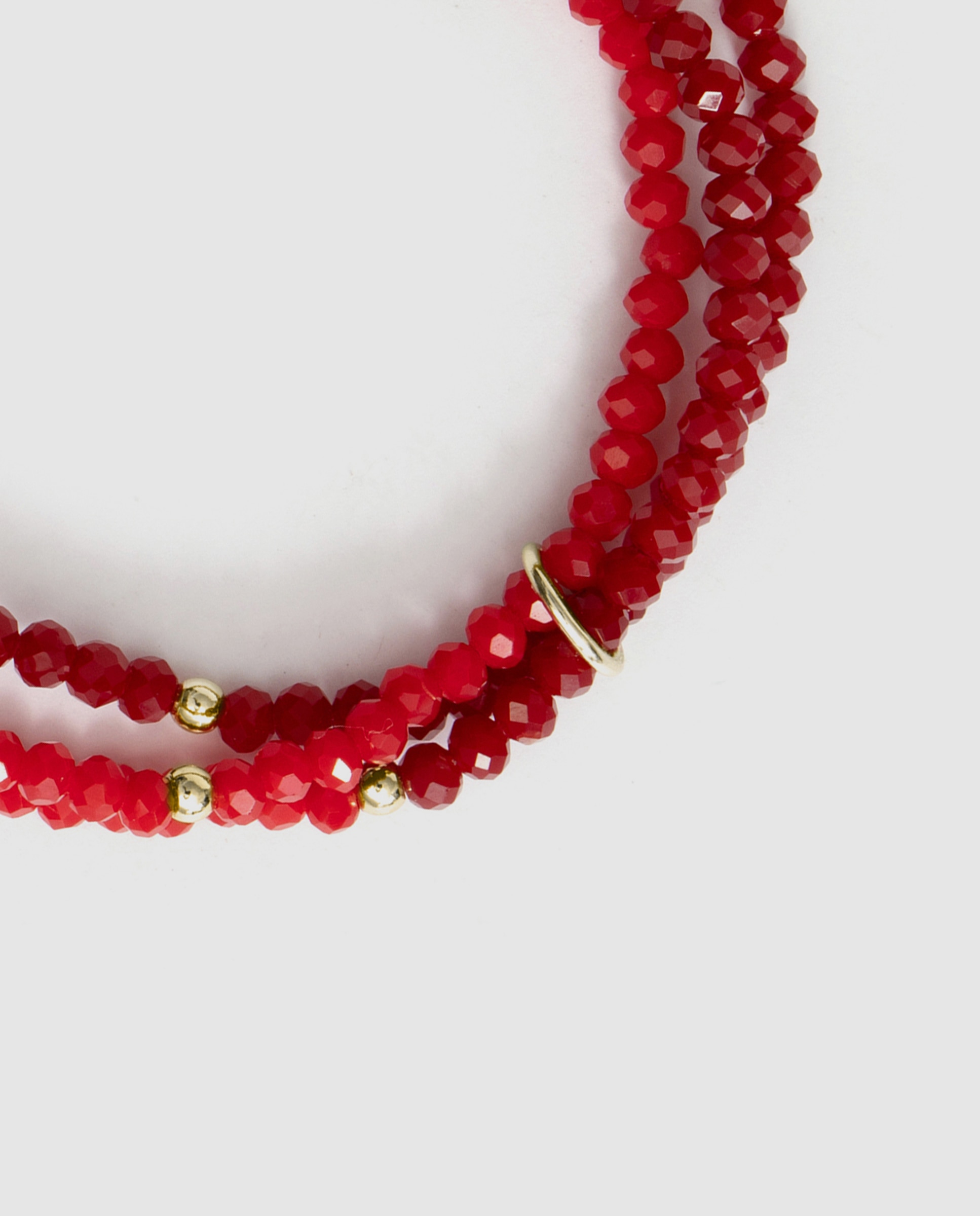 Pulsera africa acabada en oro amarillo de 18k con cristal - Luxenter - Rojo Rojo-7