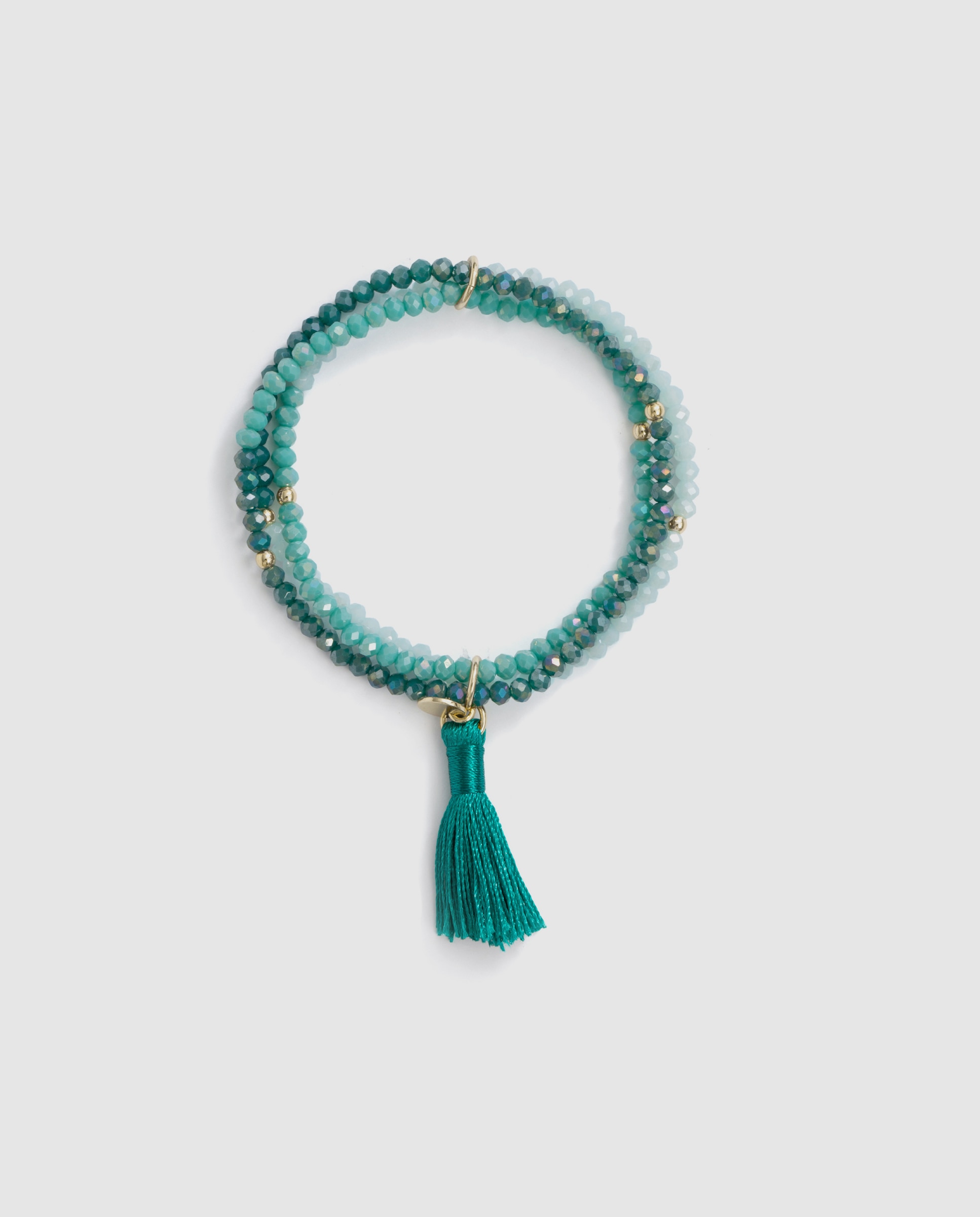 Pulsera africa acabada en oro amarillo de 18k con cristal - Luxenter - Verde Verde-3