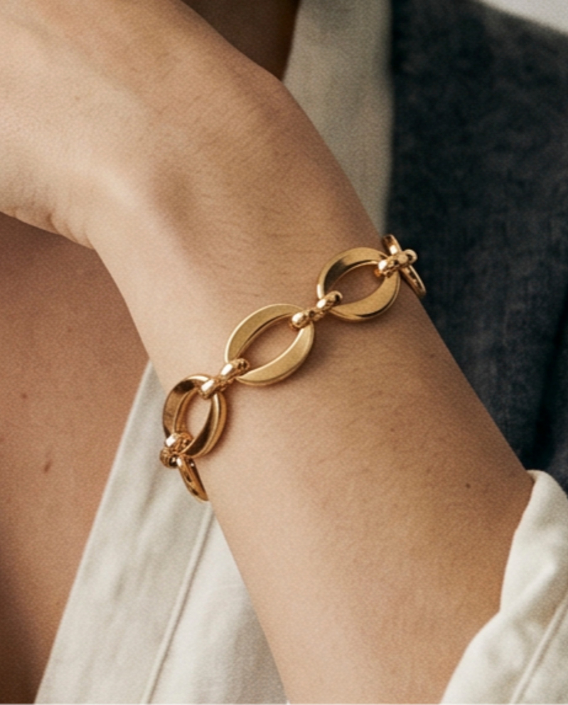 Pulsera de eslabones de acero acabada en oro amarillo 18k - Luxenter - Dorado Dorado-4