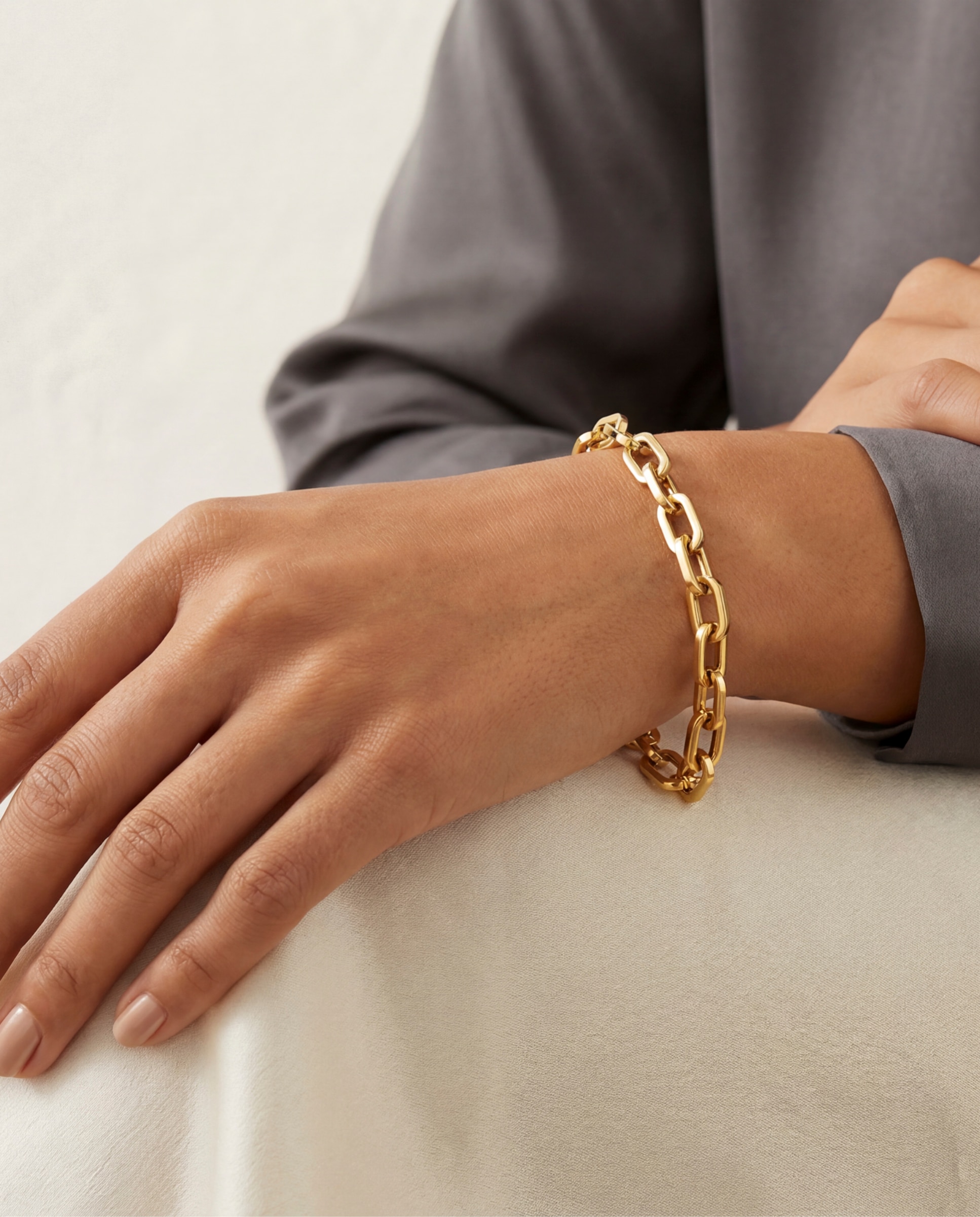 Pulsera de eslabones de acero acabada en oro amarillo 18k - Luxenter - Dorado Dorado-2