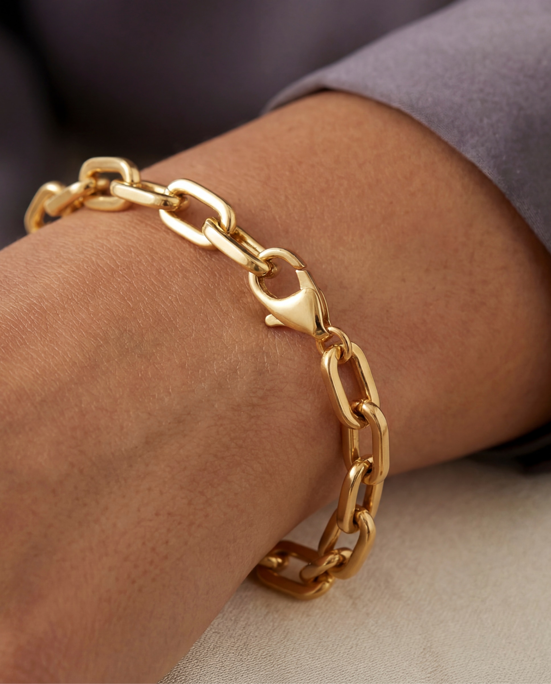 Pulsera de eslabones de acero acabada en oro amarillo 18k - Luxenter - Dorado Dorado-4