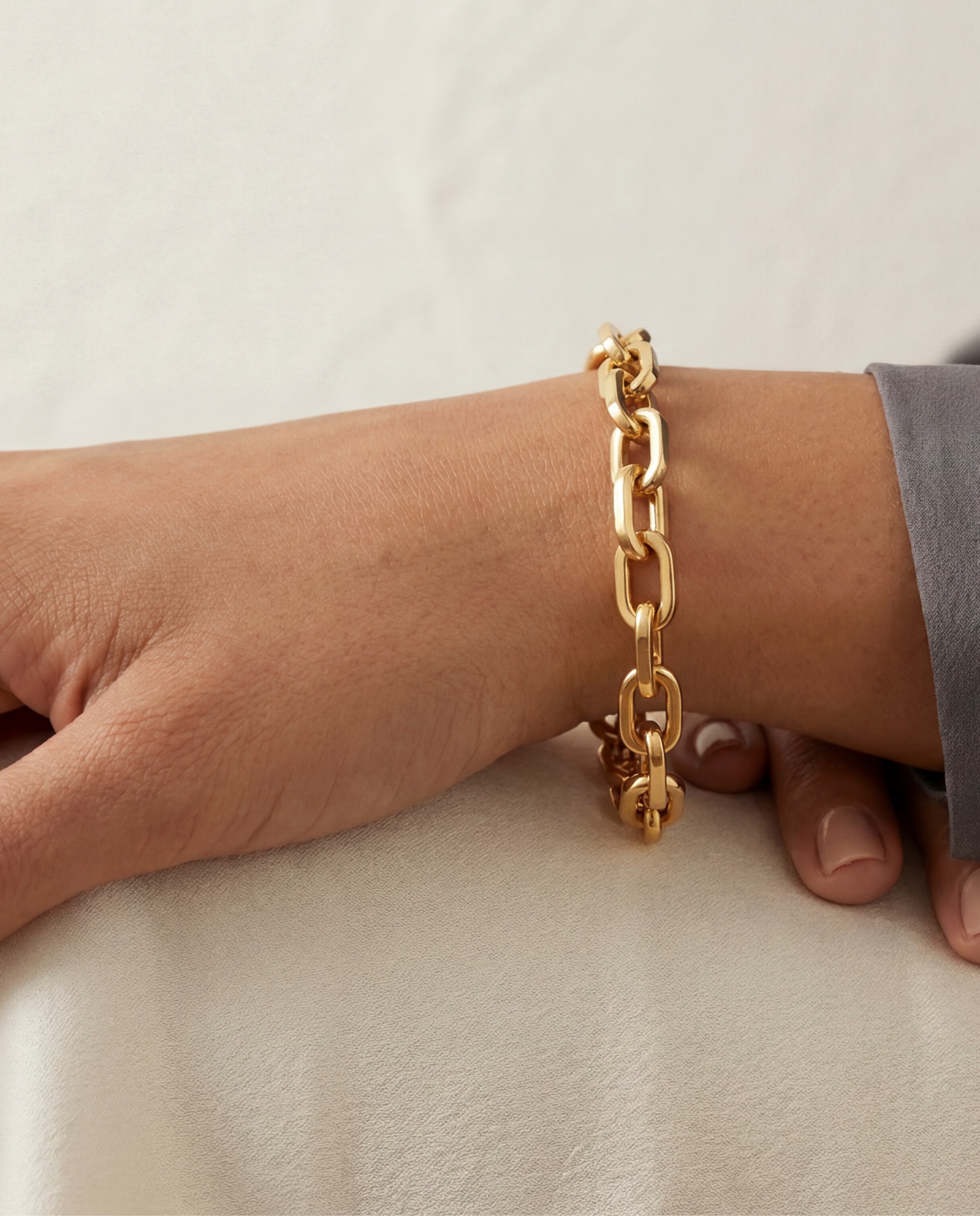 Pulsera de eslabones de acero acabada en oro amarillo 18k - Luxenter - Dorado Dorado-5