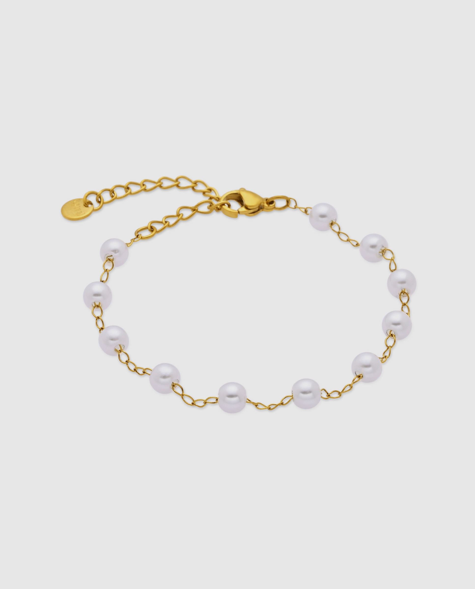 Pulsera de cadena de acero acabada en oro amarillo 18k - Luxenter - Blanco Blanco-1