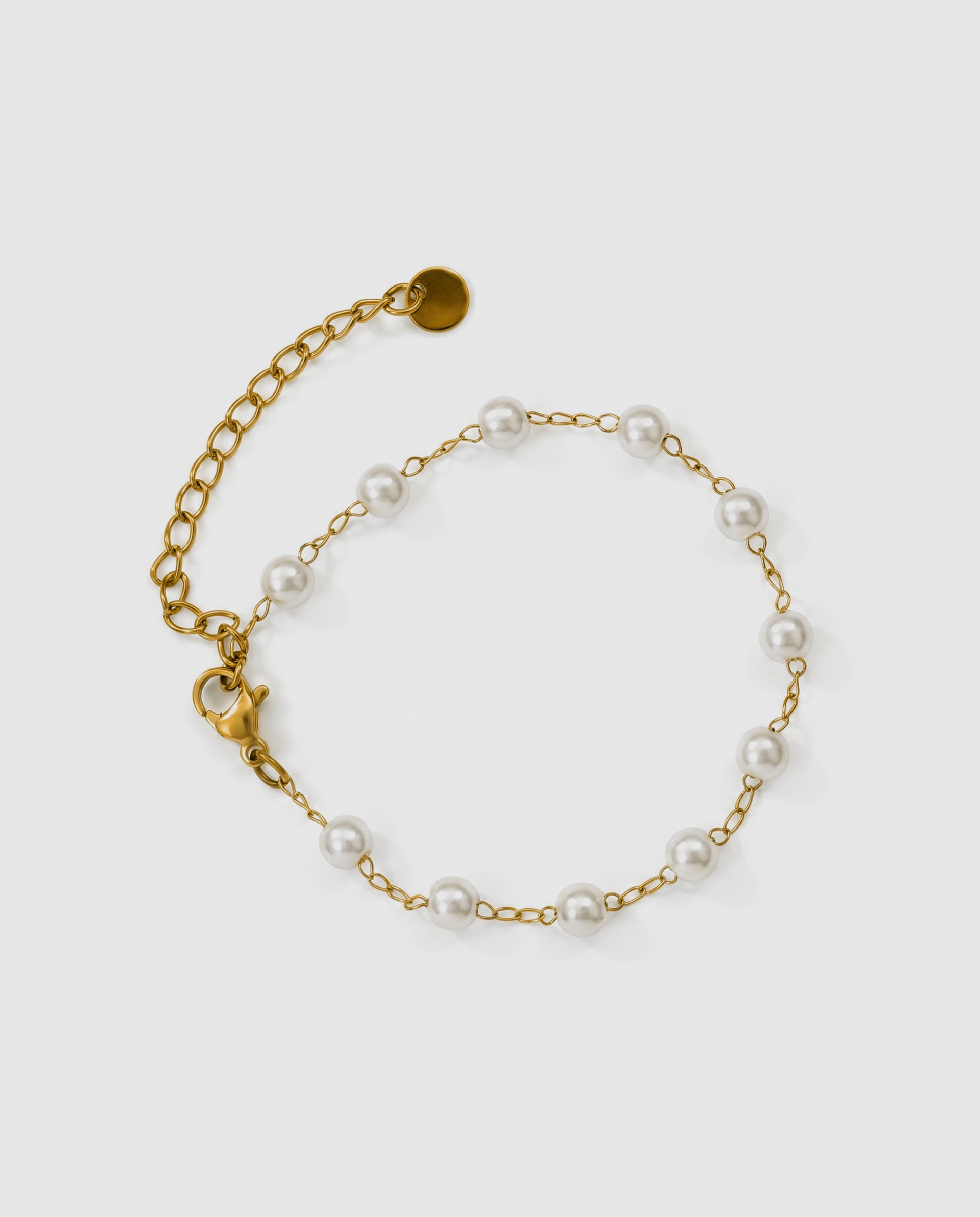 Pulsera de cadena de acero acabada en oro amarillo 18k - Luxenter - Blanco Blanco-3