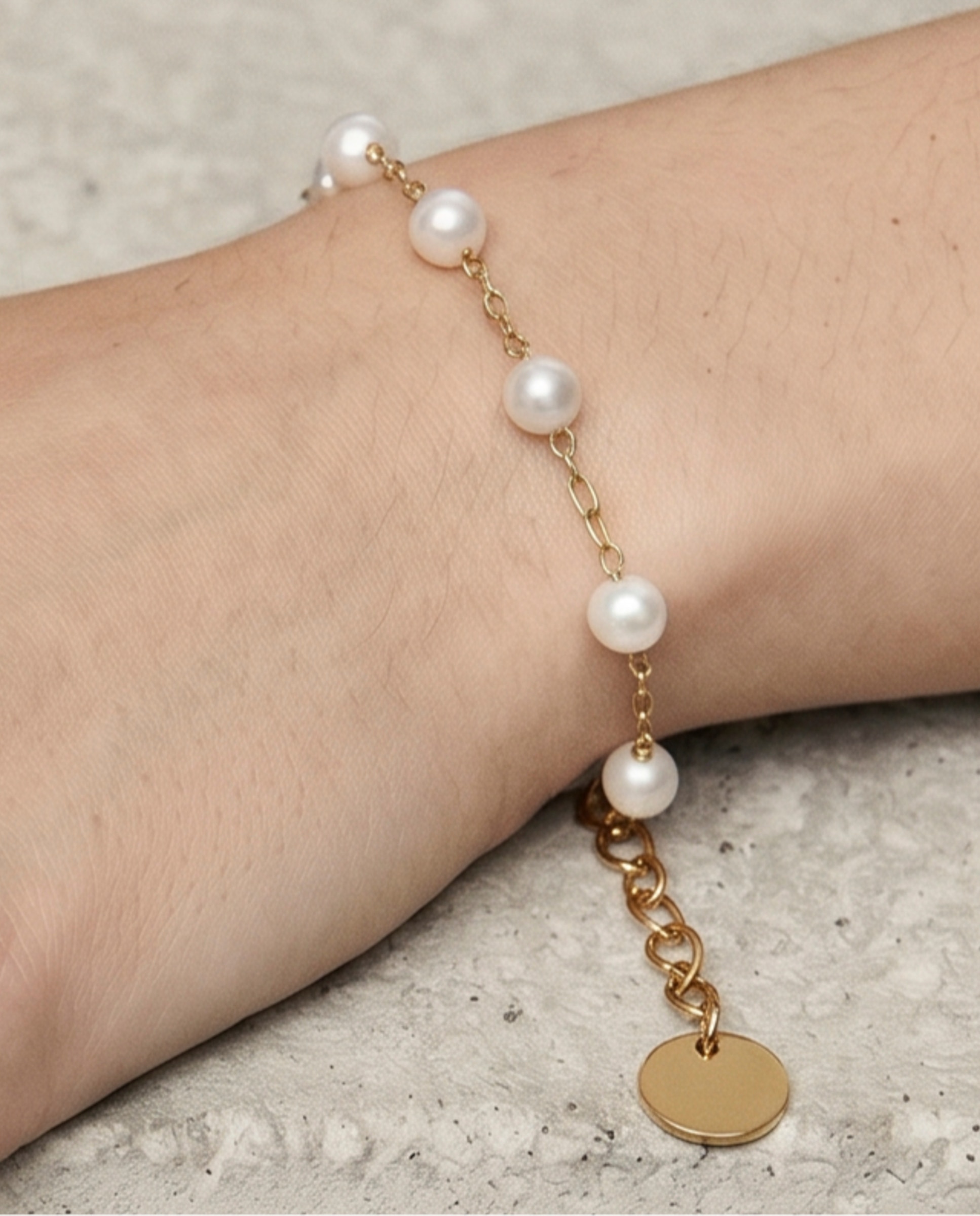 Pulsera de cadena de acero acabada en oro amarillo 18k - Luxenter - Blanco Blanco-4