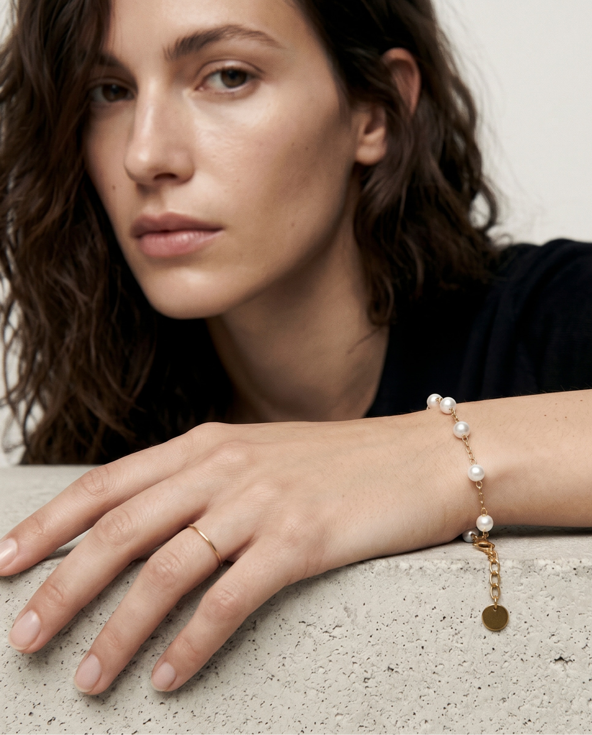 Pulsera de cadena de acero acabada en oro amarillo 18k - Luxenter - Blanco Blanco-5