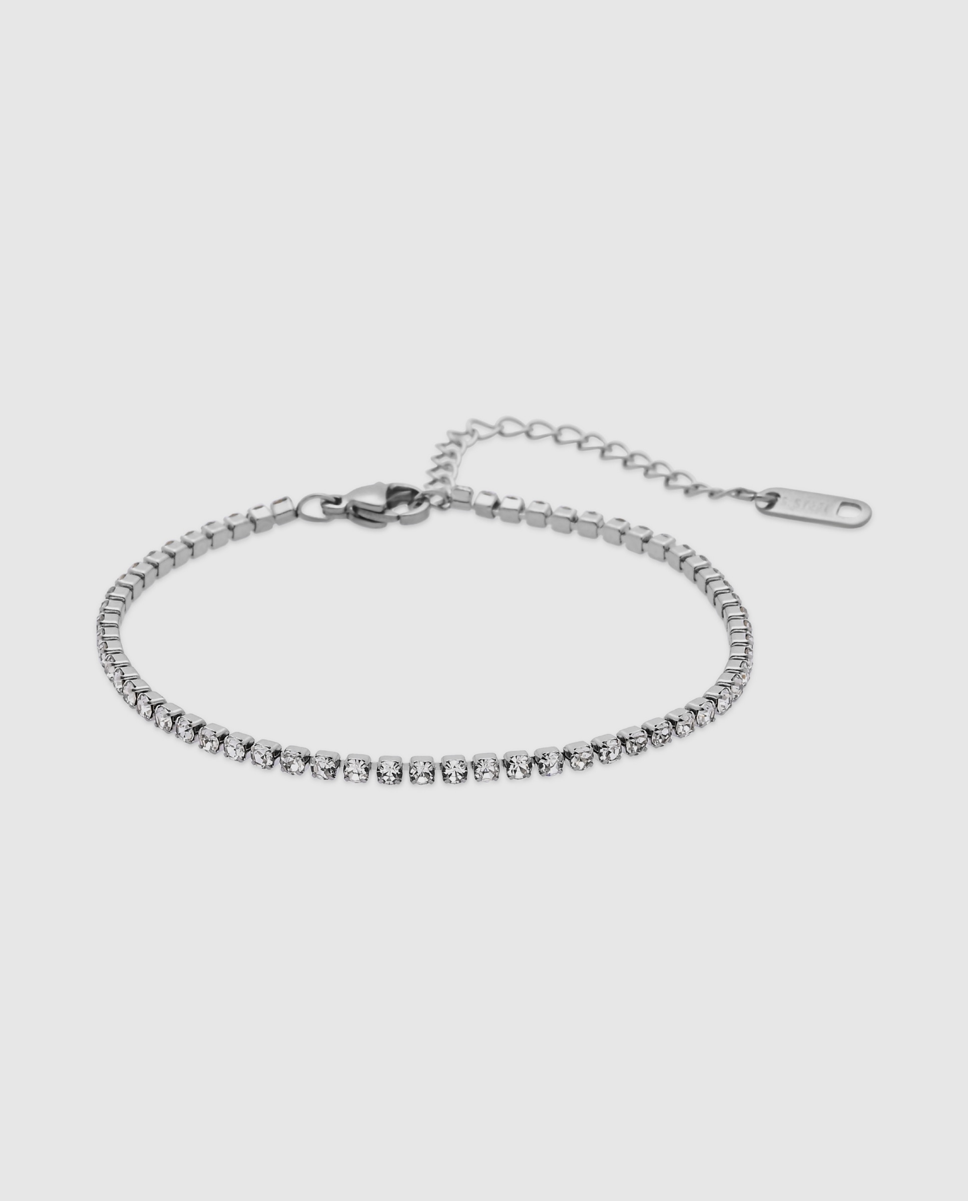 Pulsera tennis de acero acabada en rodio con circonita brillante - Luxenter - Plateado Plateado-1
