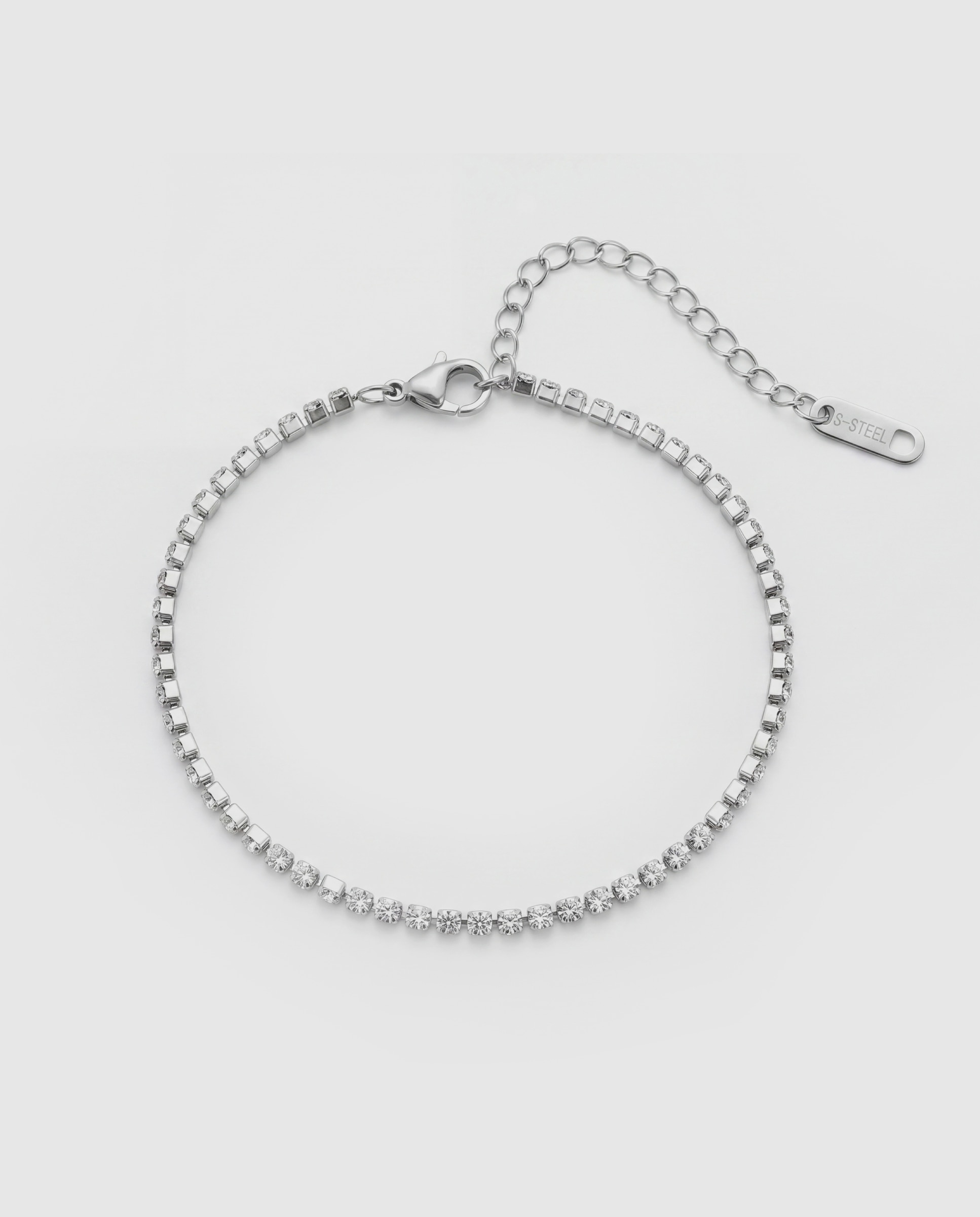 Pulsera tennis de acero acabada en rodio con circonita brillante - Luxenter - Plateado Plateado-3