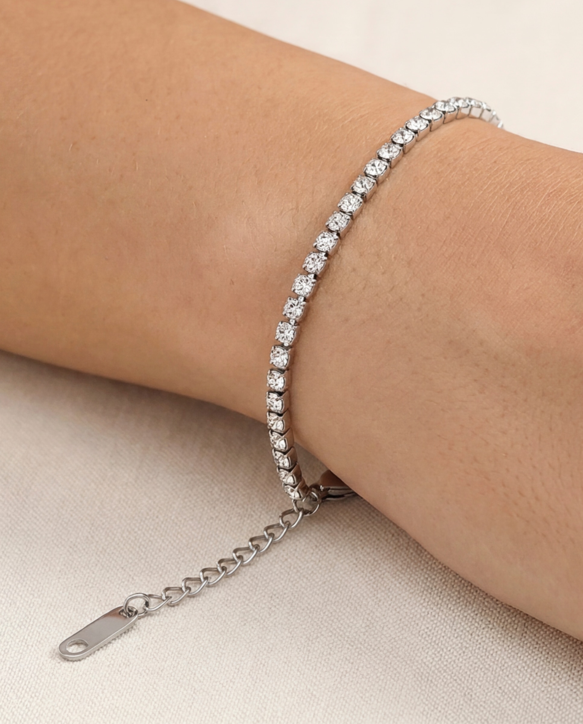 Pulsera tennis de acero acabada en rodio con circonita brillante - Luxenter - Plateado Plateado-4