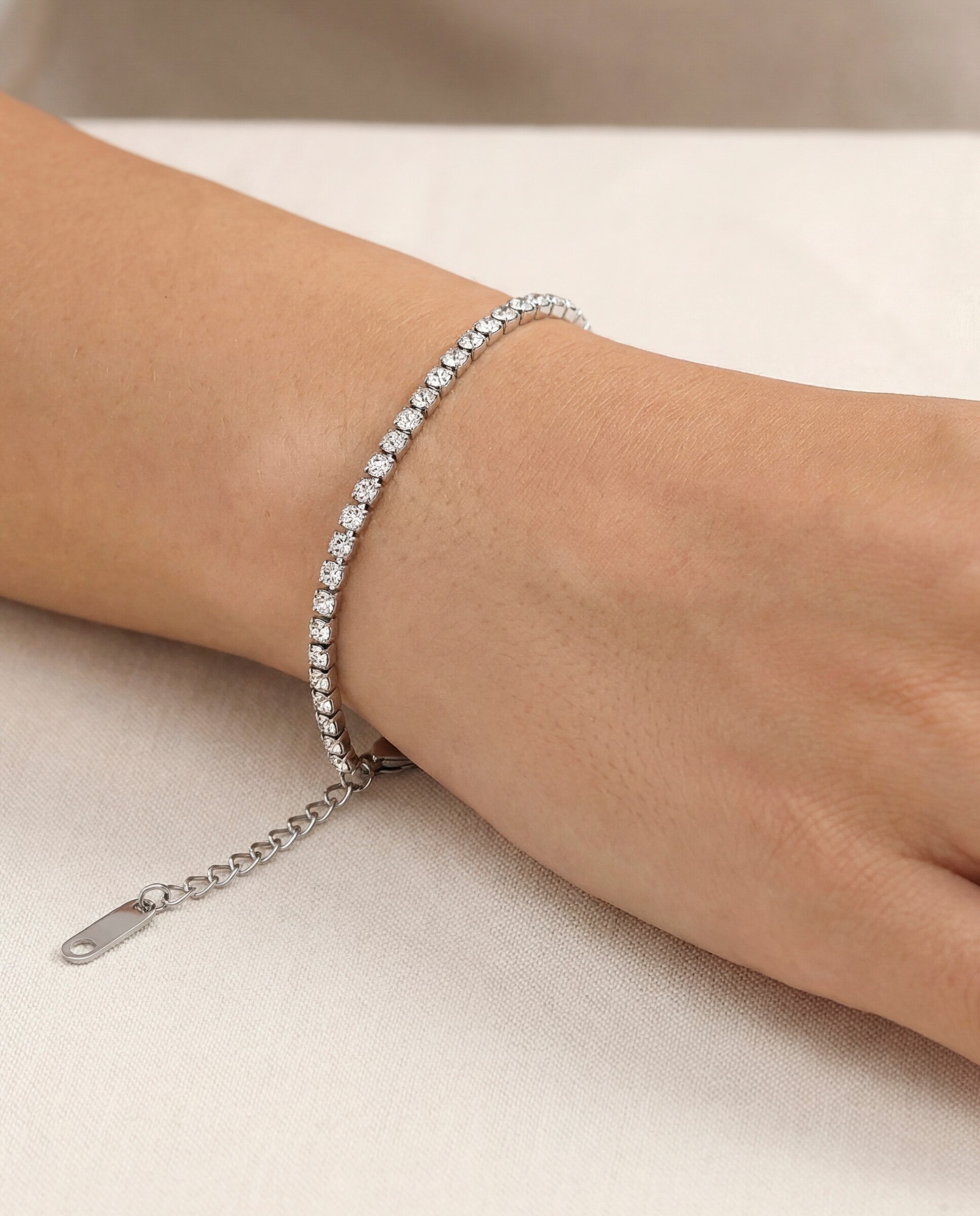 Pulsera tennis de acero acabada en rodio con circonita brillante - Luxenter - Plateado Plateado-5