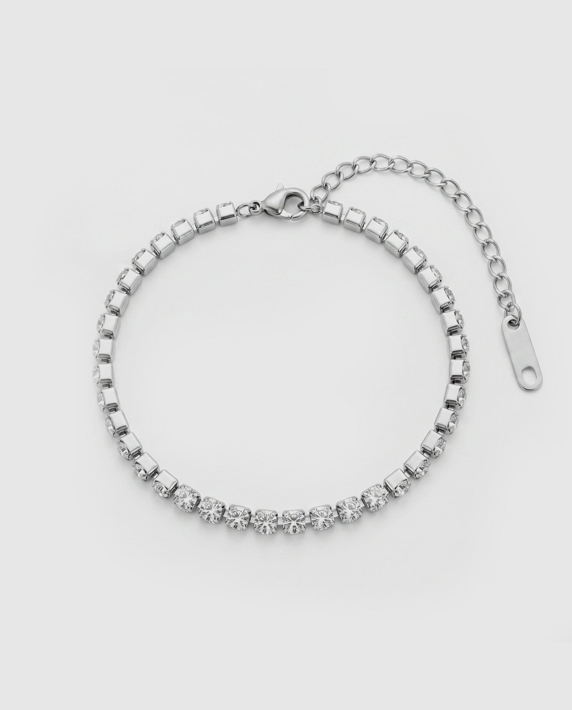 Pulsera tennis de acero acabada en oro amarillo 18k con circonita brillante - Luxenter - Plateado Plateado-3