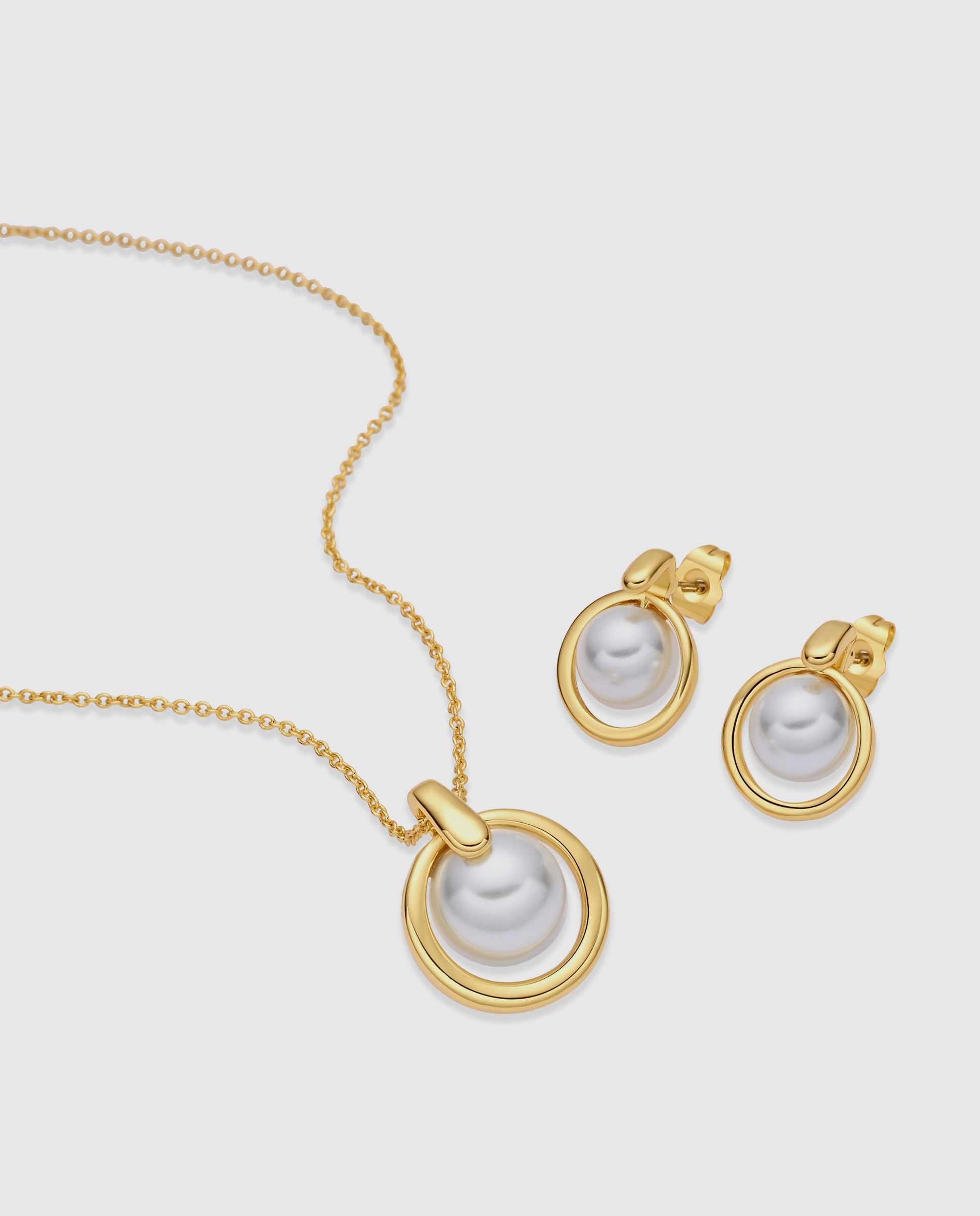 Pendiente de botón acabado en oro amarillo 18k con perla - Luxenter - Blanco Blanco-1