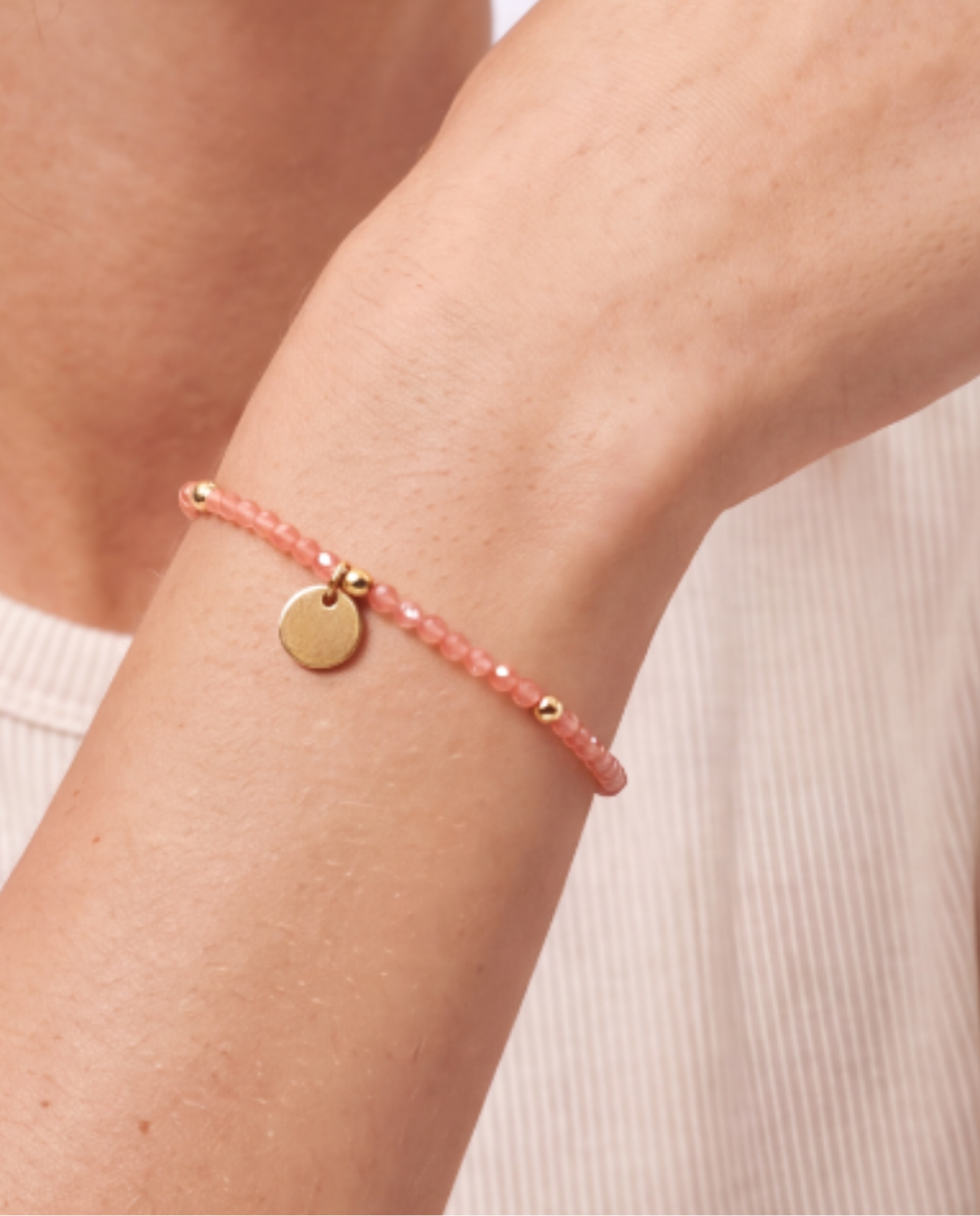 Pulsera de cadena pide un deseo con cristal naranja acabada en oro amarillo de 18k - Luxenter - Naranja Naranja-4