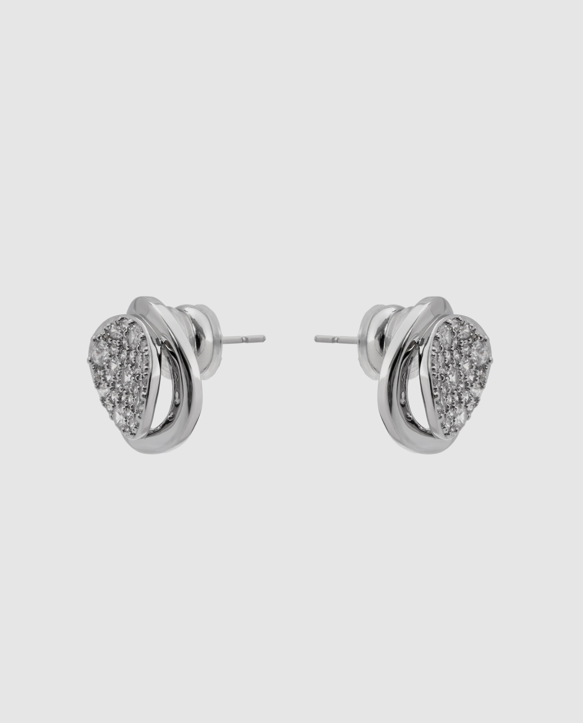 Pendientes basic con circonita acabados en rodio - Luxenter - Blanco Blanco-3