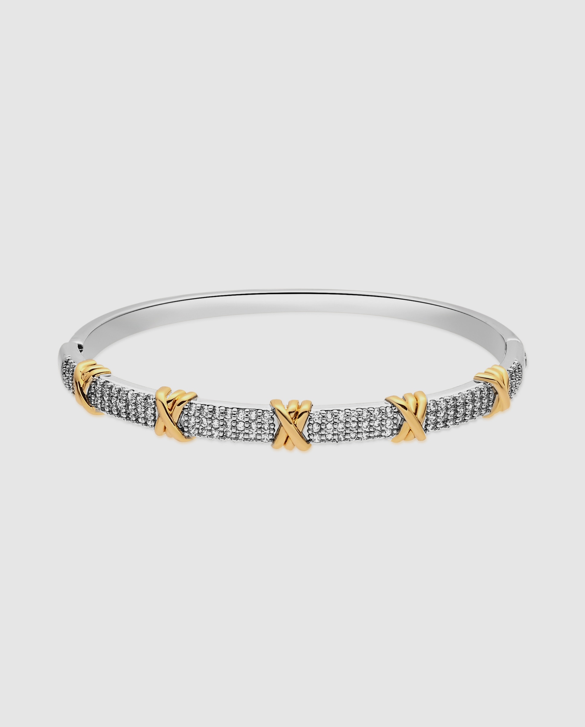 Pulsera africa con circonita acabada en oro 18k y rodio - Luxenter - Plateado Plateado-1