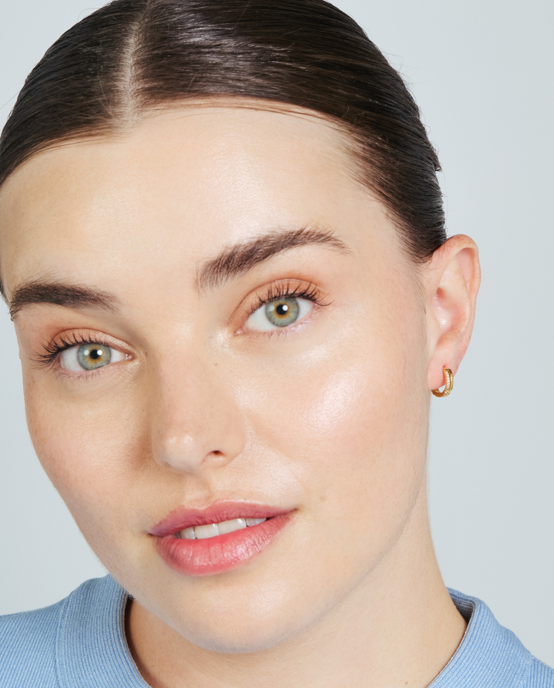 Pendientes de aro basic con circonita acabados en oro de 18k - Luxenter - Dorado Dorado-2