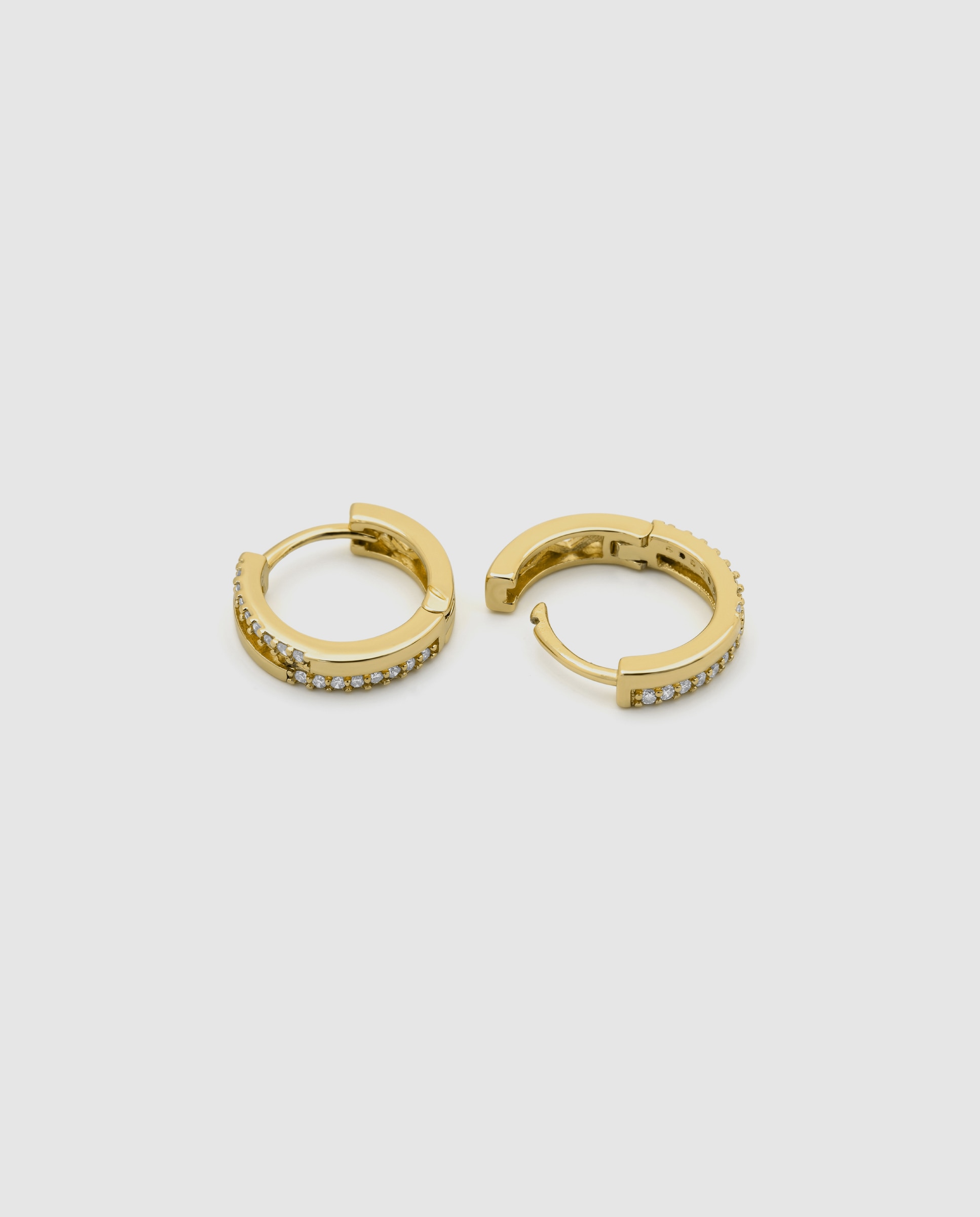 Pendientes de aro basic con circonita acabados en oro de 18k - Luxenter - Dorado Dorado-6