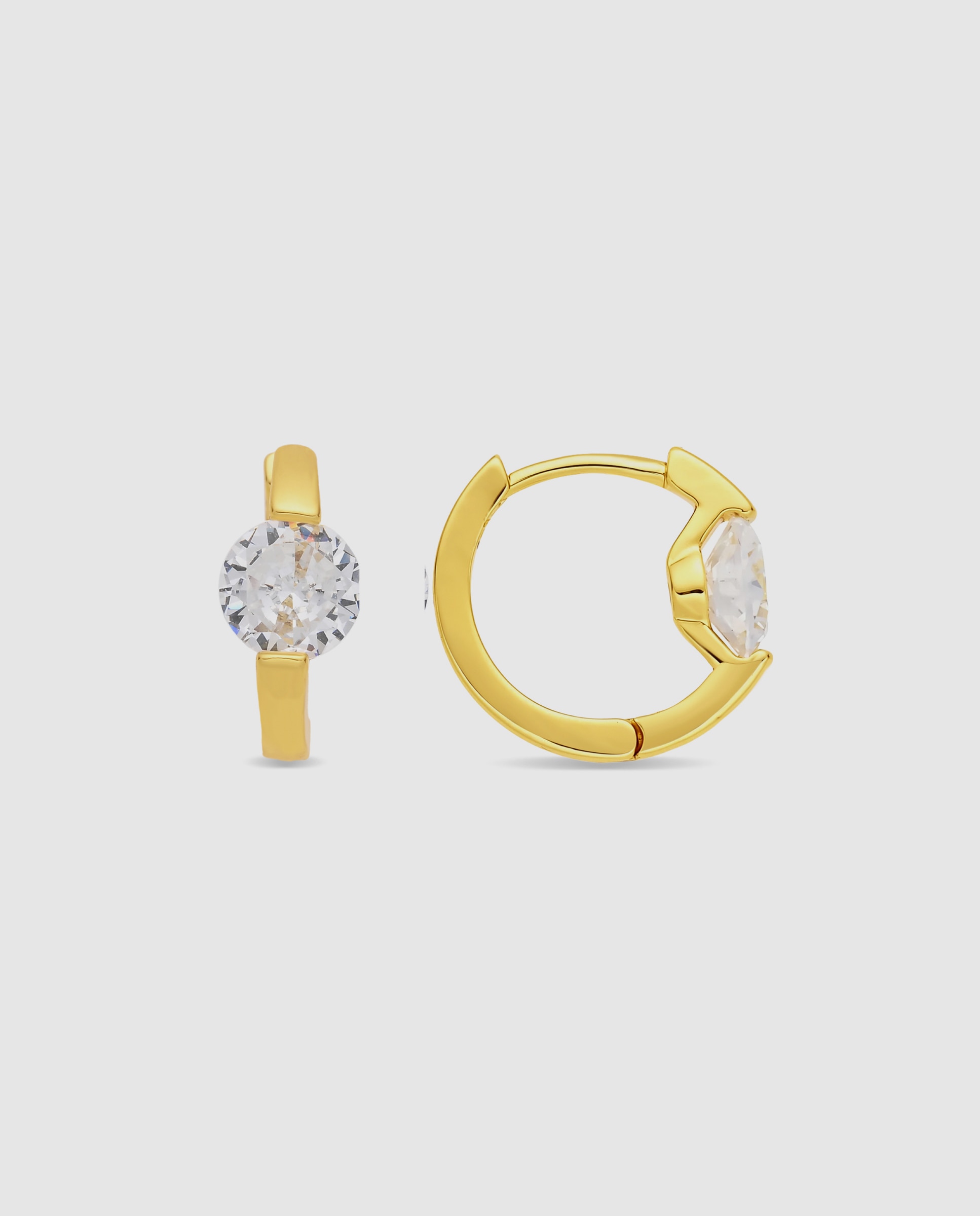 Pendientes acabados en oro amarillo 18k con circonita brillante - Luxenter - Dorado Dorado-1
