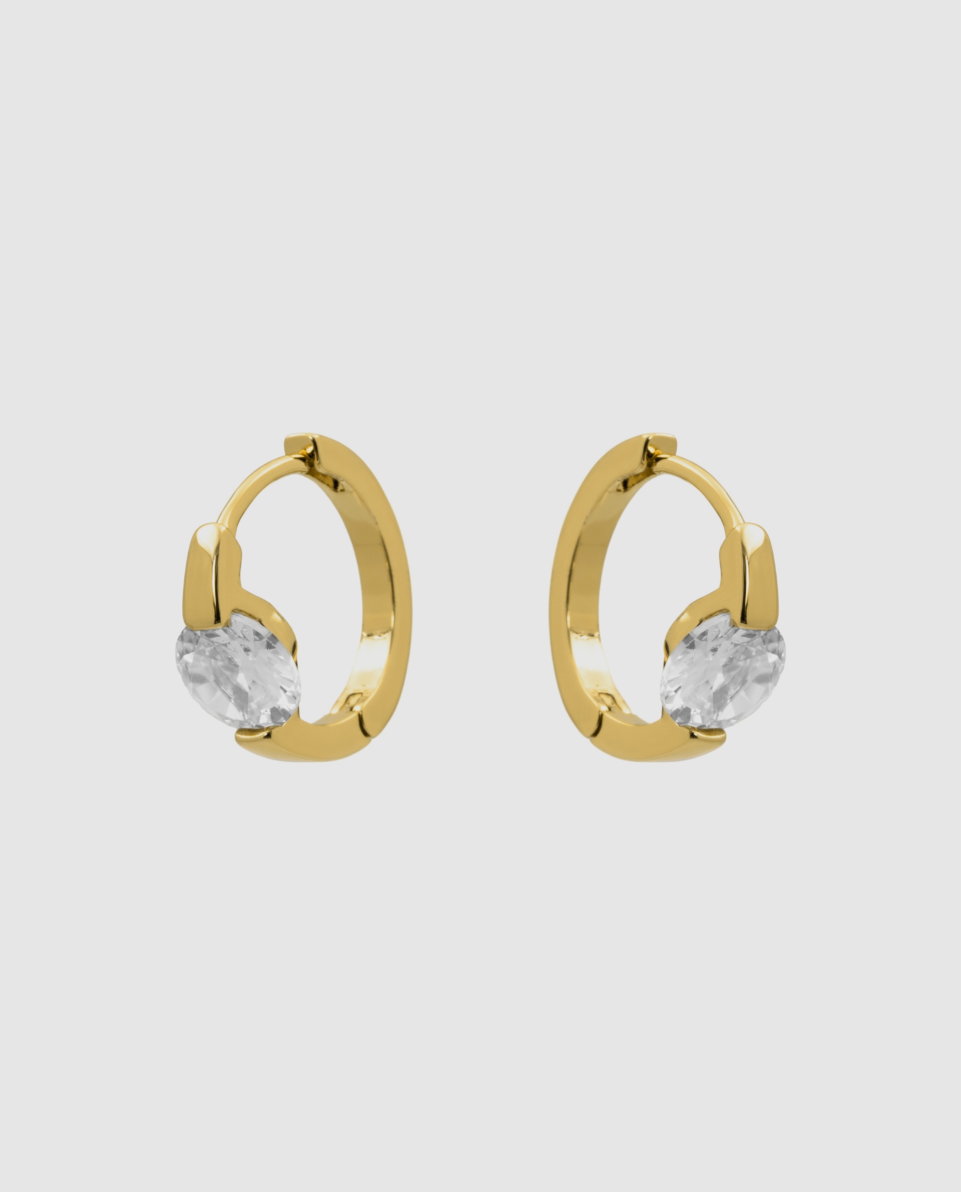 Pendientes acabados en oro amarillo 18k con circonita brillante - Luxenter - Dorado Dorado-3